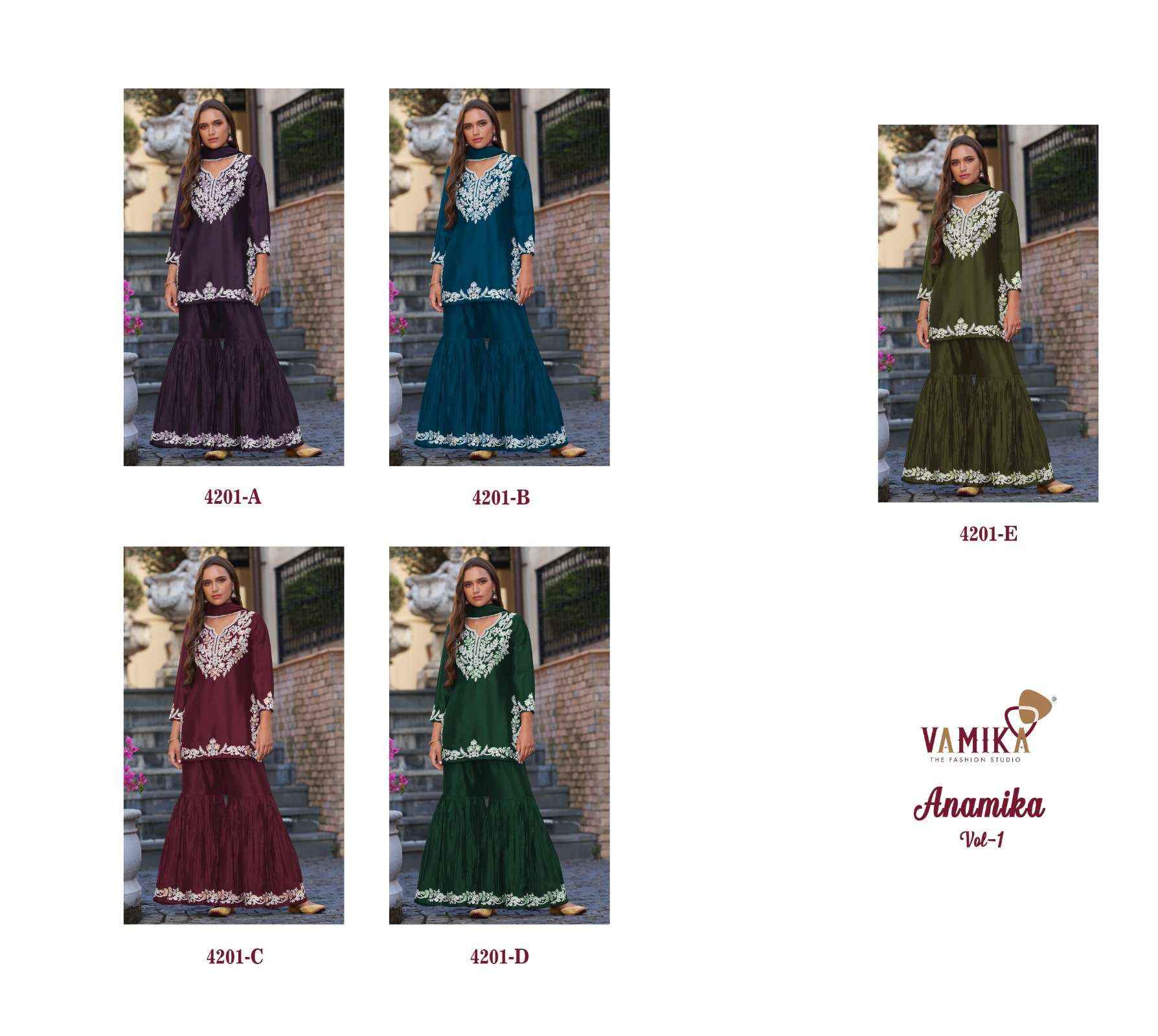 Vamika Anamika Vol 1 Readymade Chinone Dress 5 pcs Catalogue