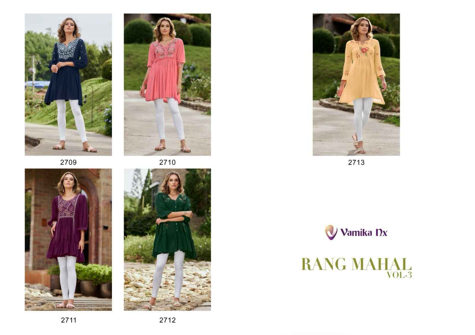 Vamika NX Rang Mahal Vol 3 Rayon Kurti 5 pcs Catalogue