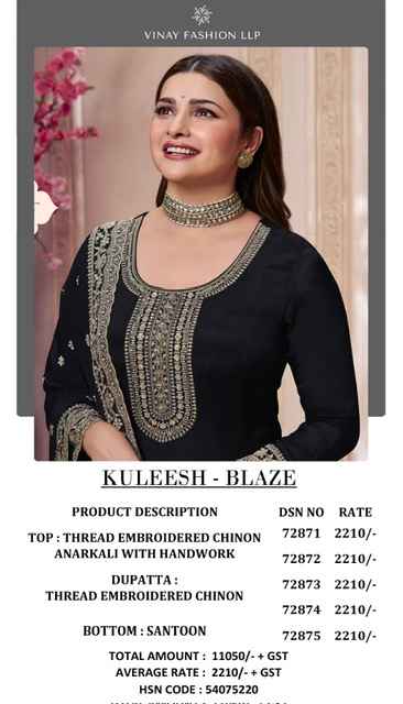 Vinay Fashion Kuleesh Blaze Chinon Dress Material 5 pcs Catalogue