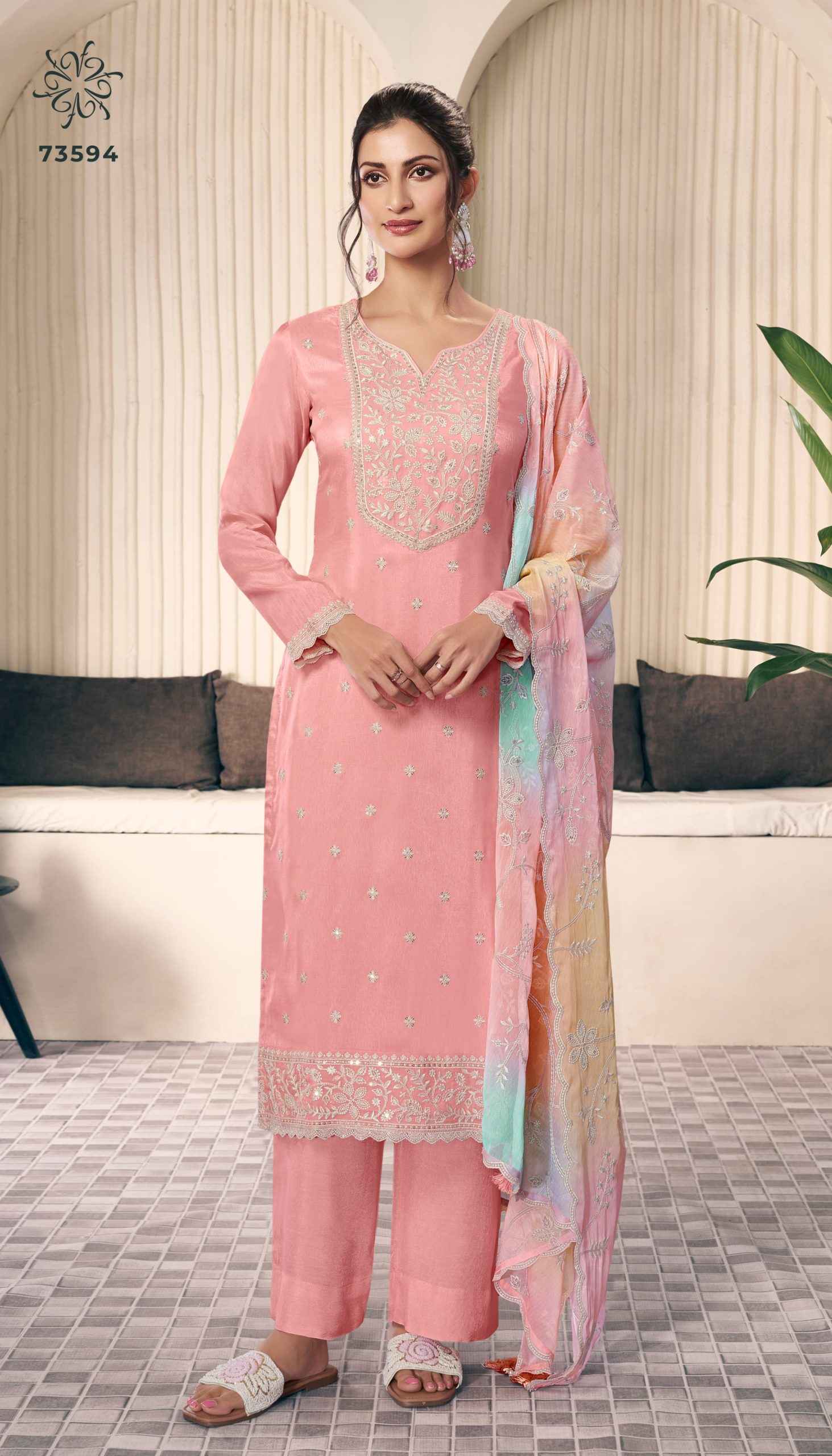 Vinay Kuleesh Ombre Moonga Silk Dress Material 4 pcs Catalogue