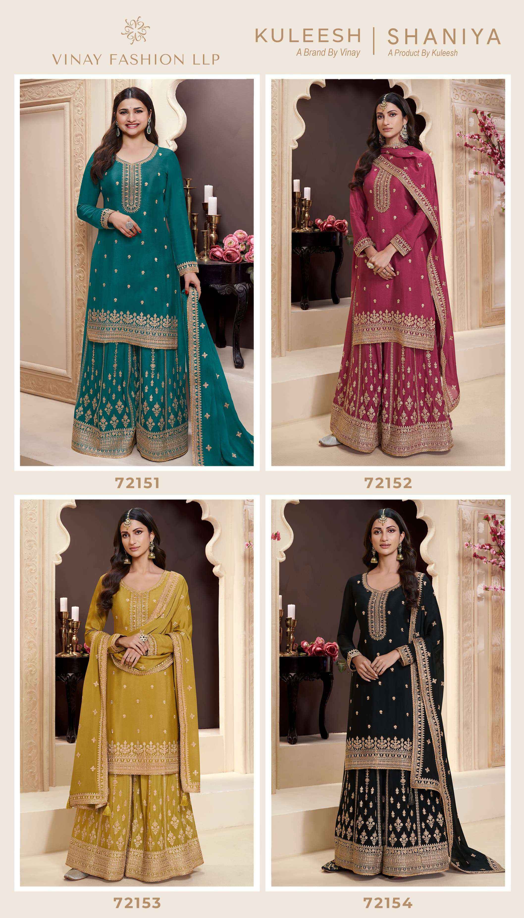 Vinay Kuleesh Shaniya Chinon Dress Material 4 pcs Catalogue