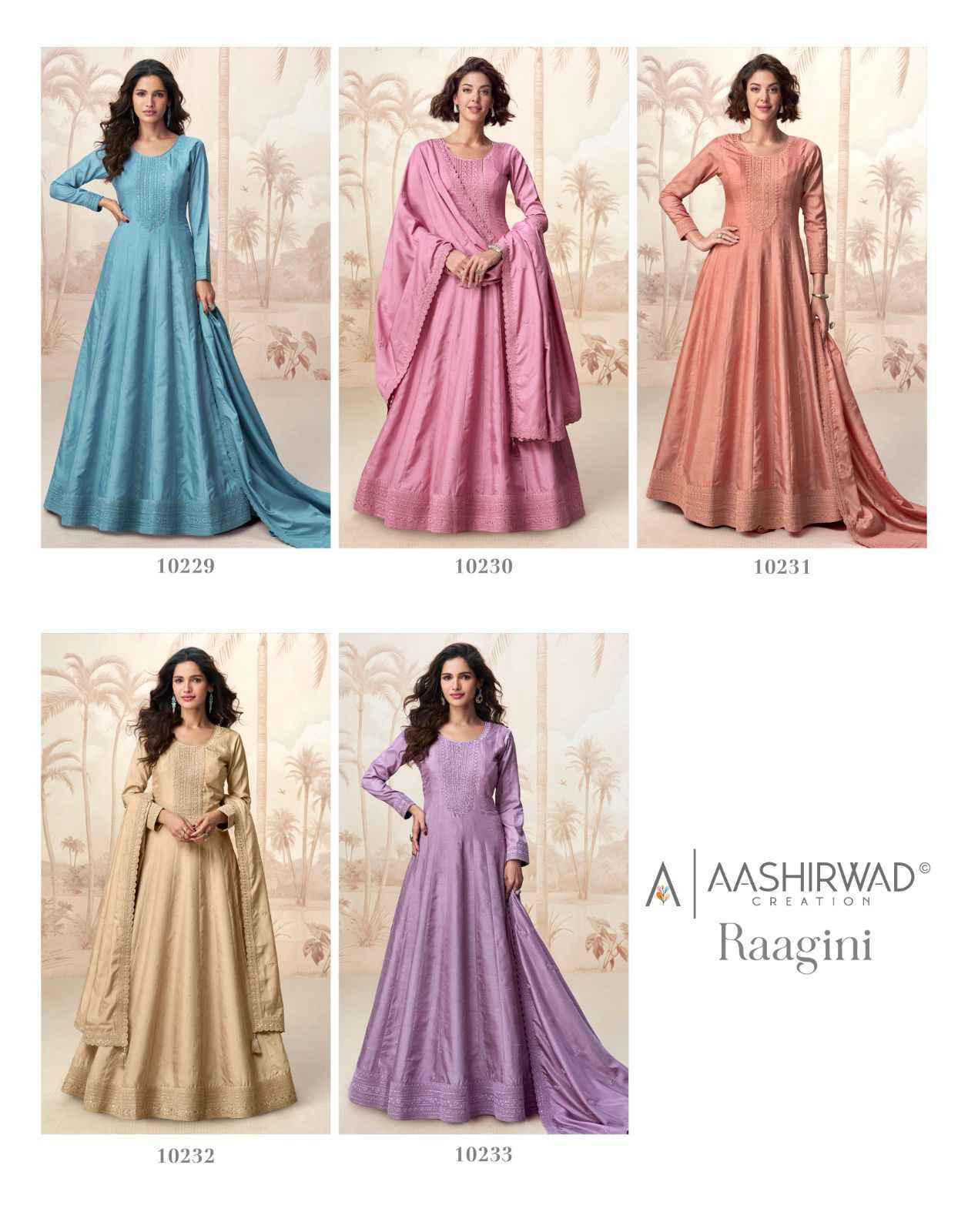 Aashirwad Creation Raagini Readymade Silk Dress (5 pcs Catalogue)