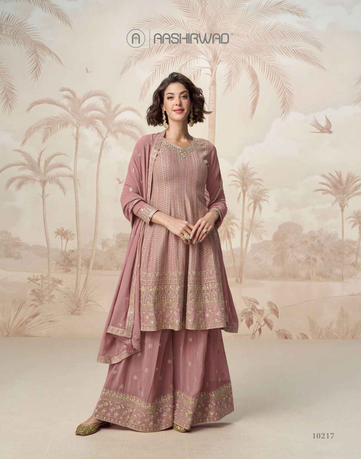 Aashirwad Creation Shivani Readymade Georgette Dress 3 pcs Catalogue