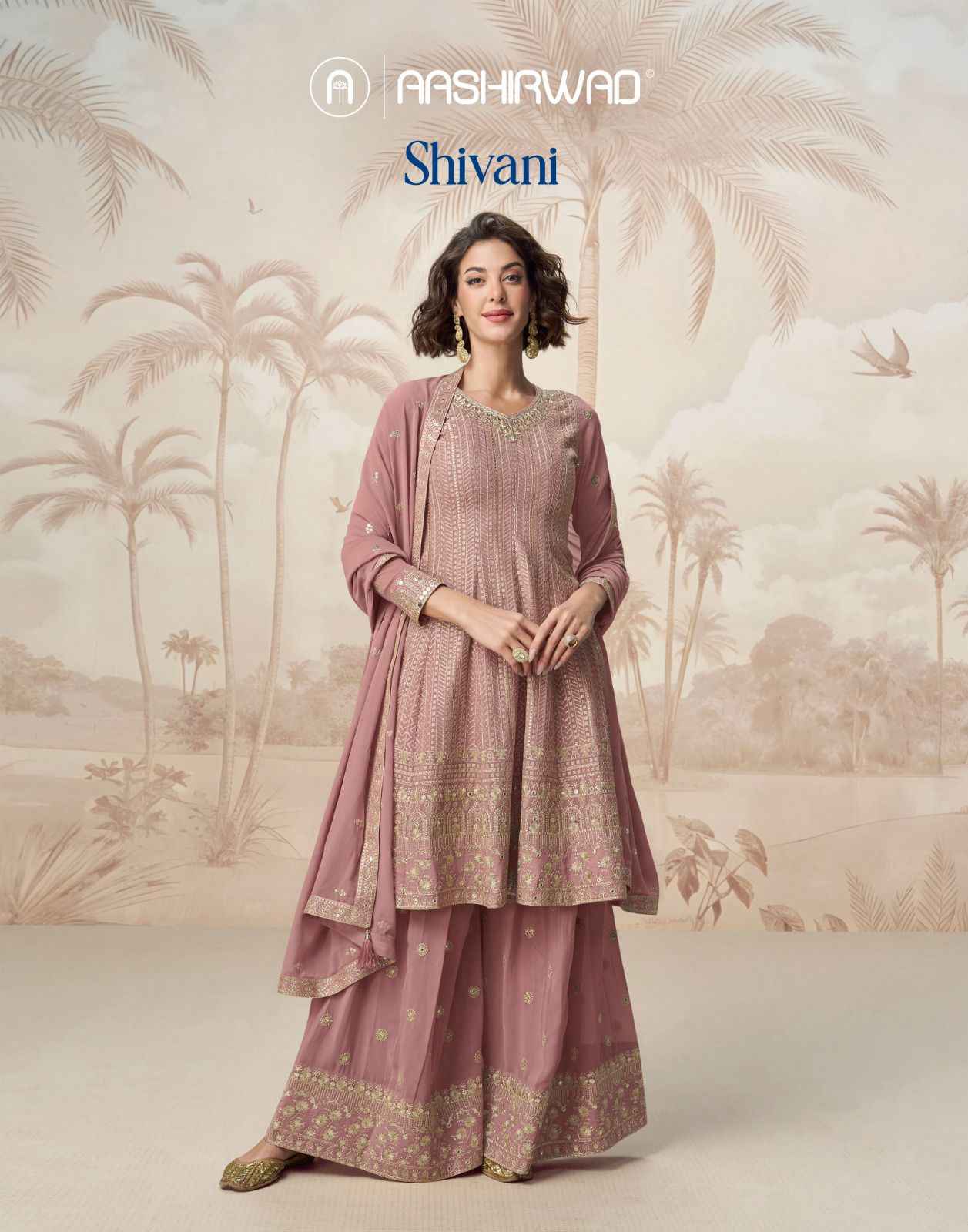 Aashirwad Creation Shivani Readymade Georgette Dress 3 pcs Catalogue