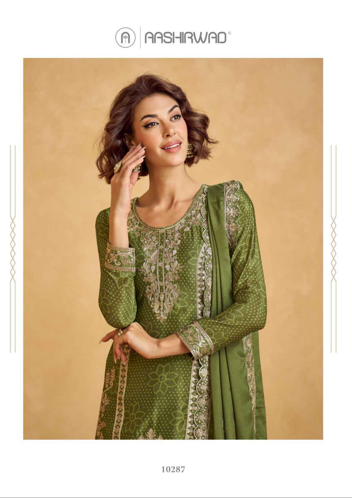 Aashirwad Creation Tanvi Readymade Chinon Silk Dress (4 pcs Catalogue)