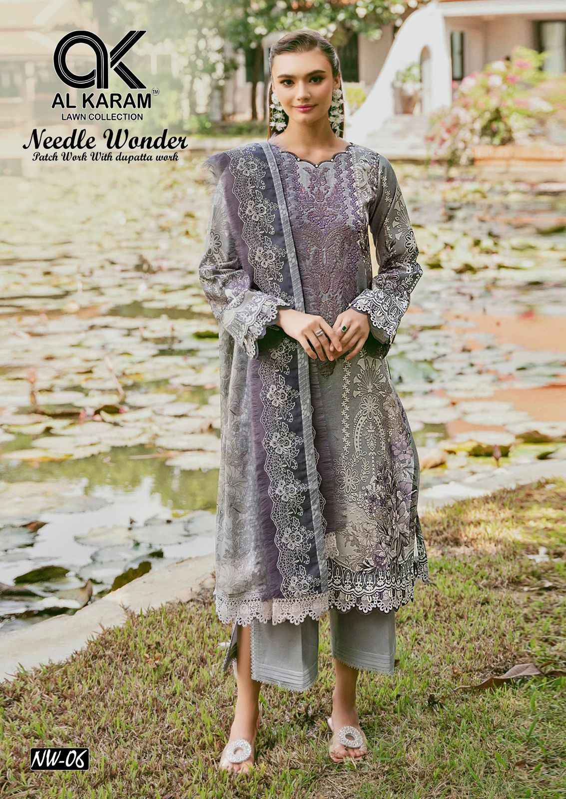 Al Karam Needle Wonder Lawn Cotton Dress Material 6 pcs Catalogue