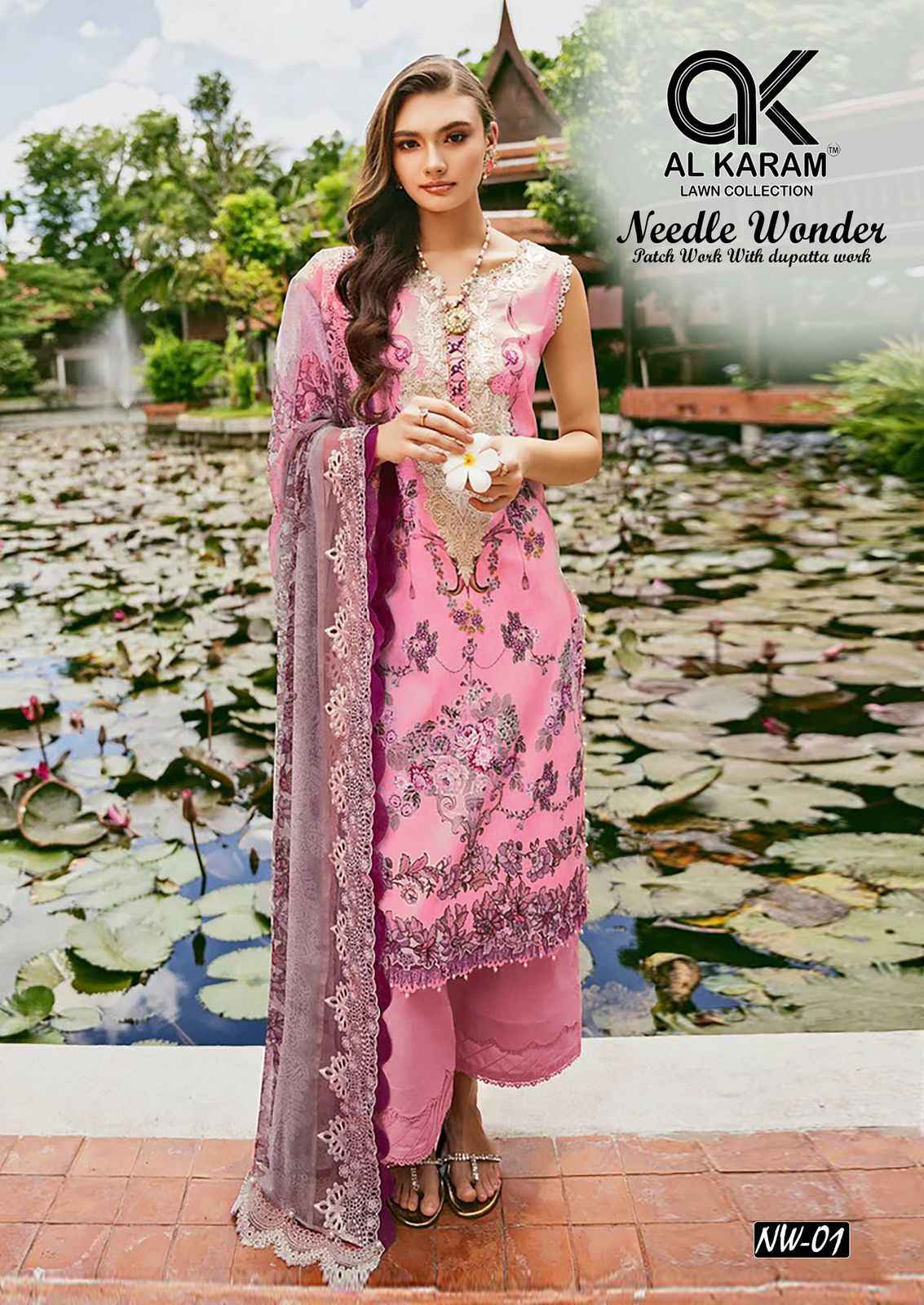 Al Karam Needle Wonder Lawn Cotton Dress Material 6 pcs Catalogue