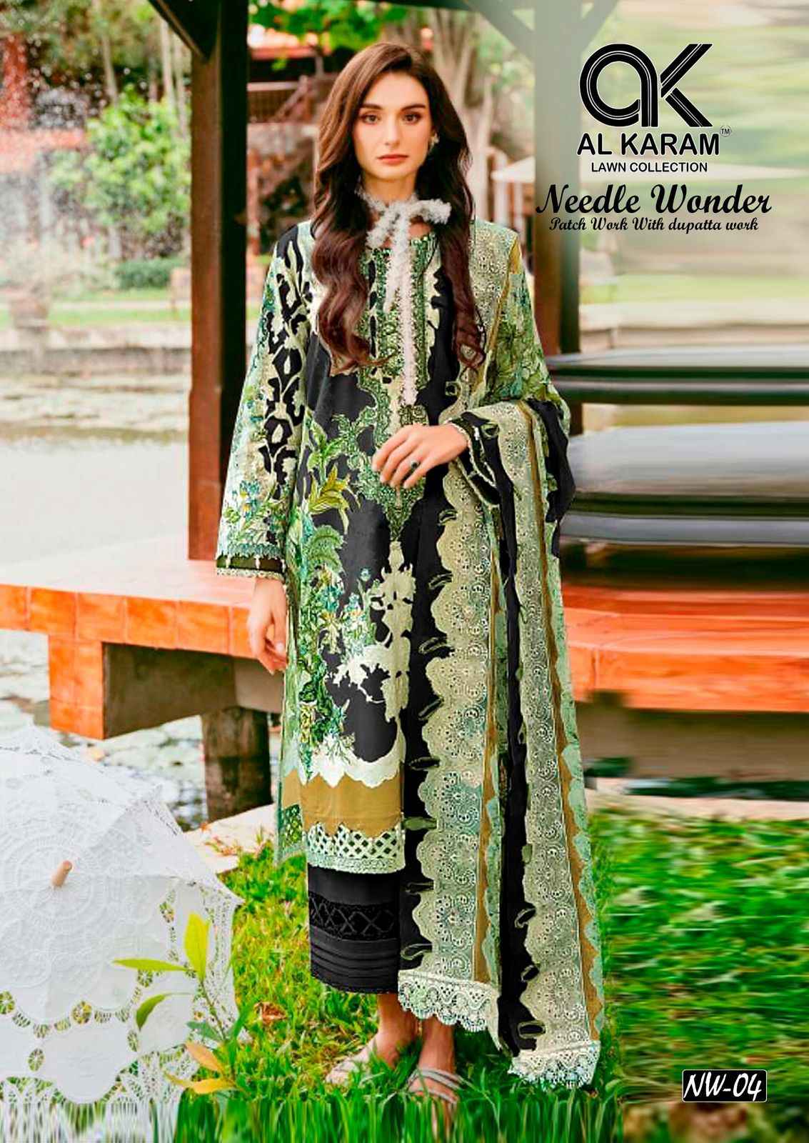 Al Karam Needle Wonder Lawn Cotton Dress Material 6 pcs Catalogue
