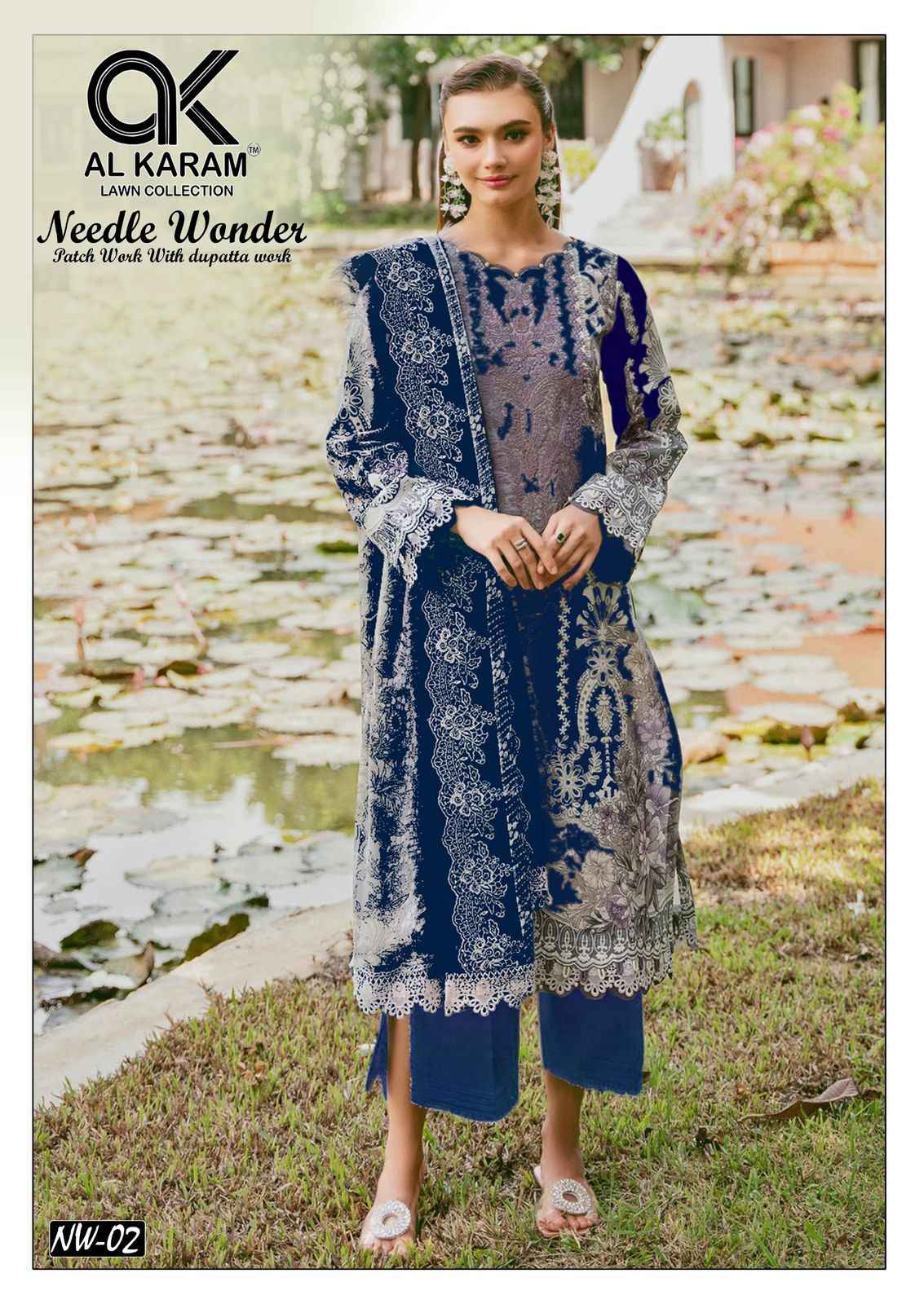 Al Karam Needle Wonder Lawn Cotton Dress Material 6 pcs Catalogue