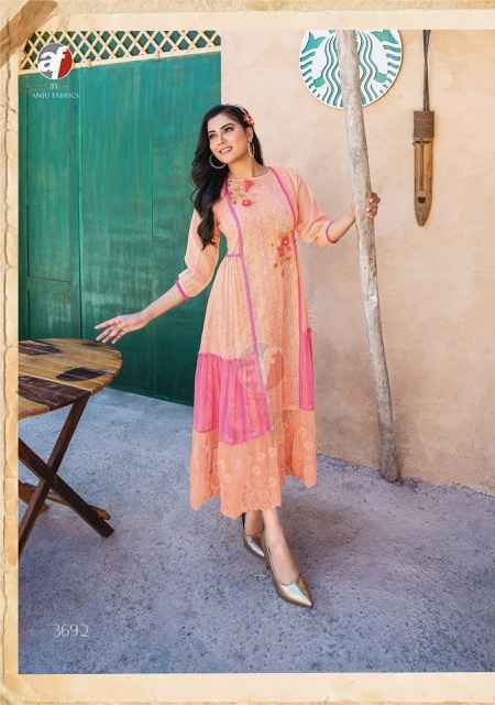 Anju Fabrics Status Vol 2 Georgette Party Wear Kurty 6 pcs Catalogue