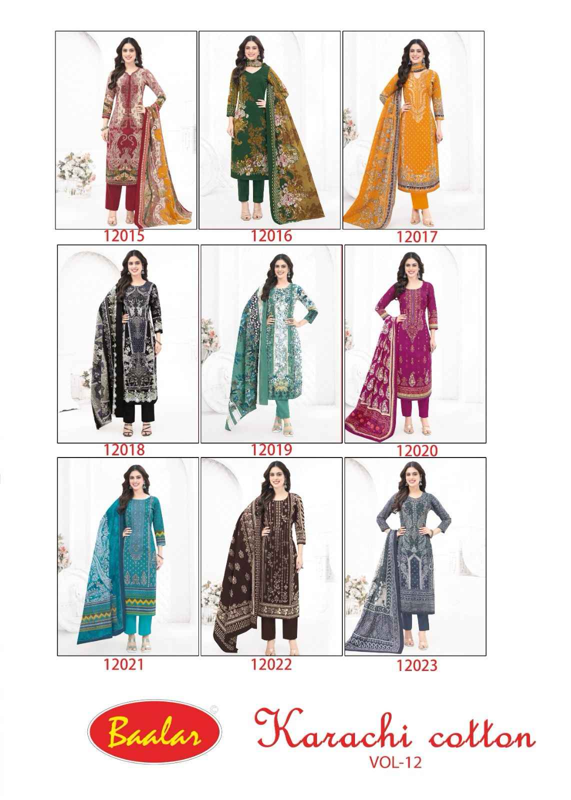 Baalar Karachi Cotton Vol-12 Lawn Cotton Dress Material (09 pcs Catalogue)