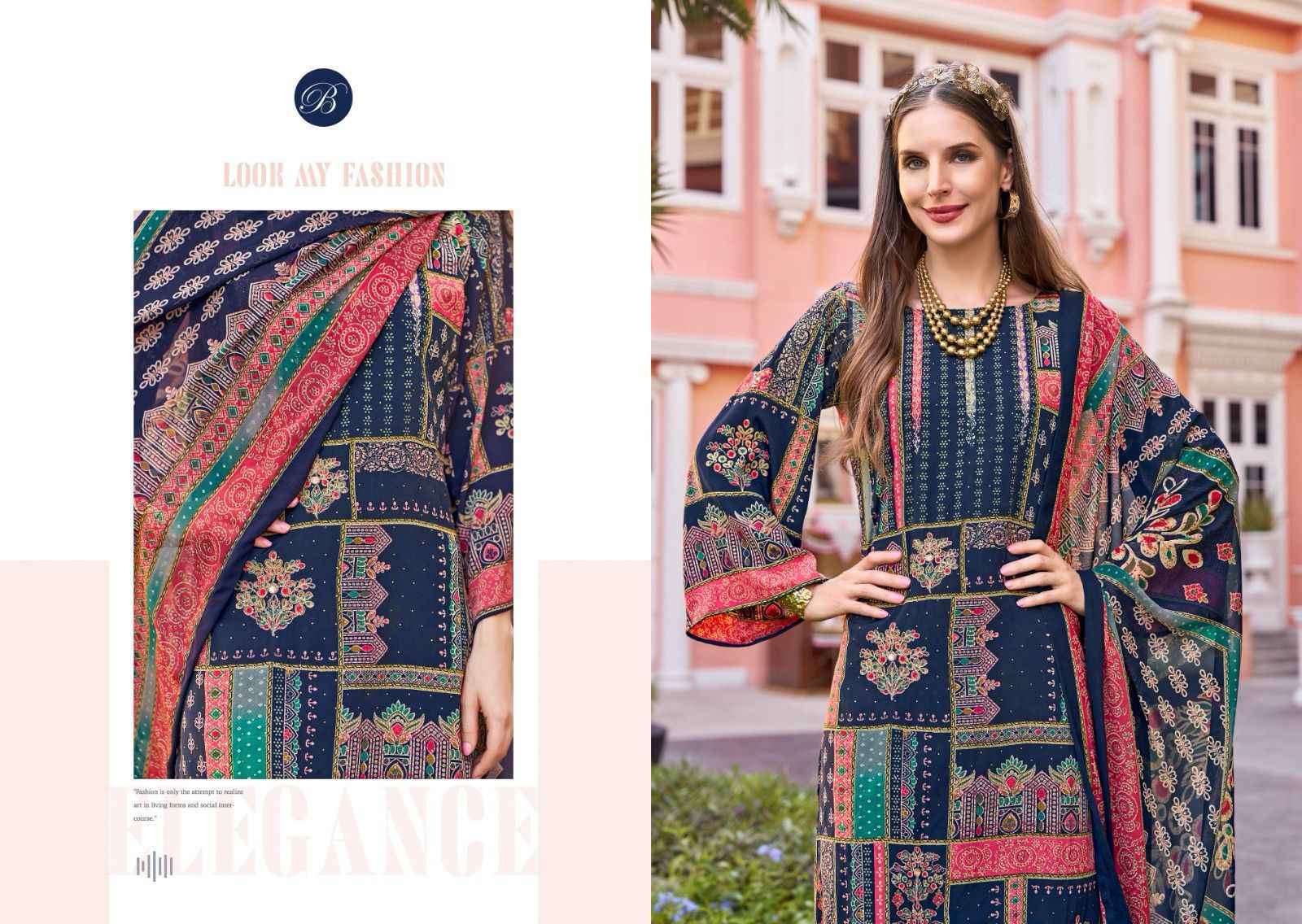 Belliza Marhaba Crepe Dress Material (8 pcs Catalogue)