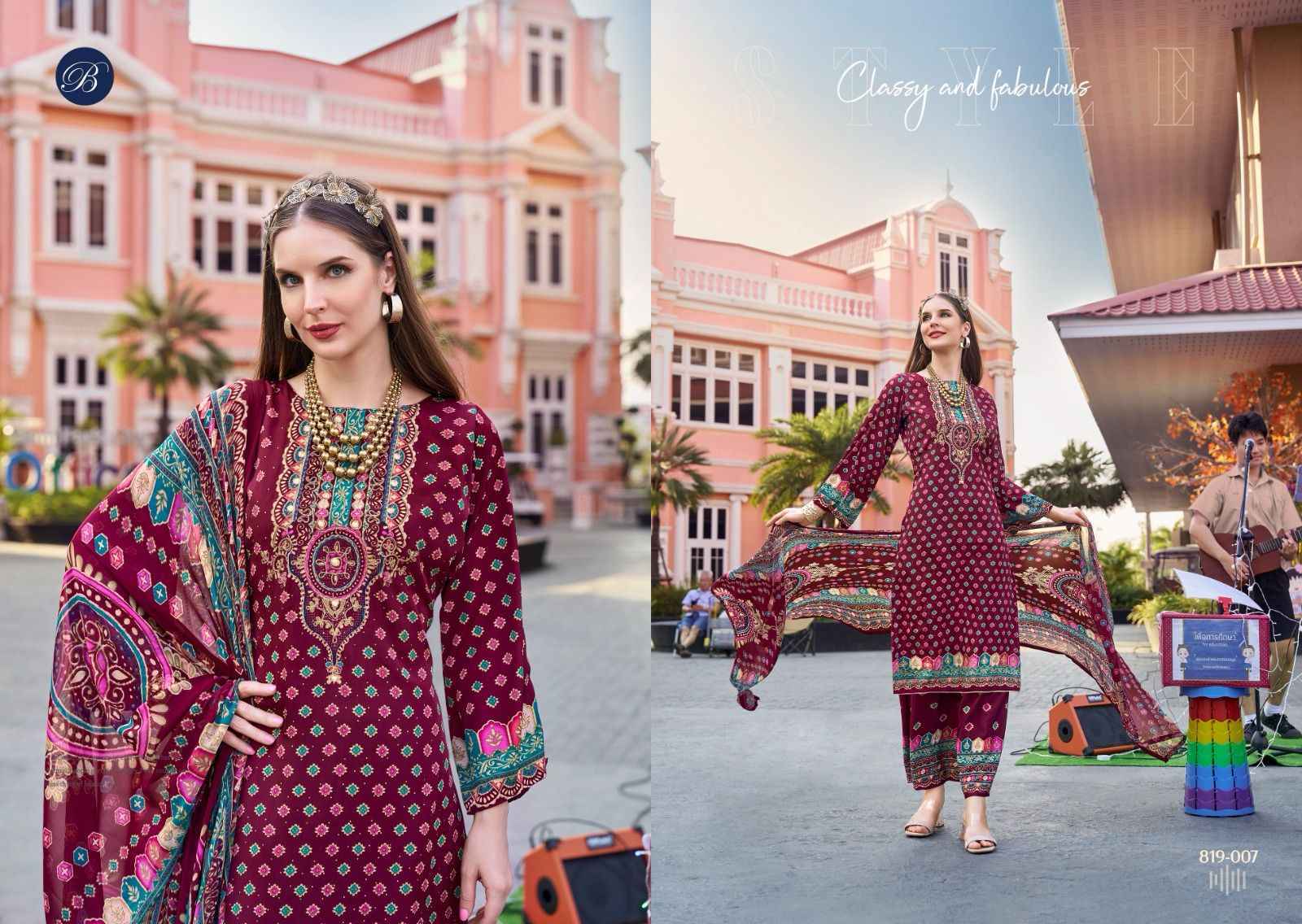 Belliza Marhaba Crepe Dress Material (8 pcs Catalogue)