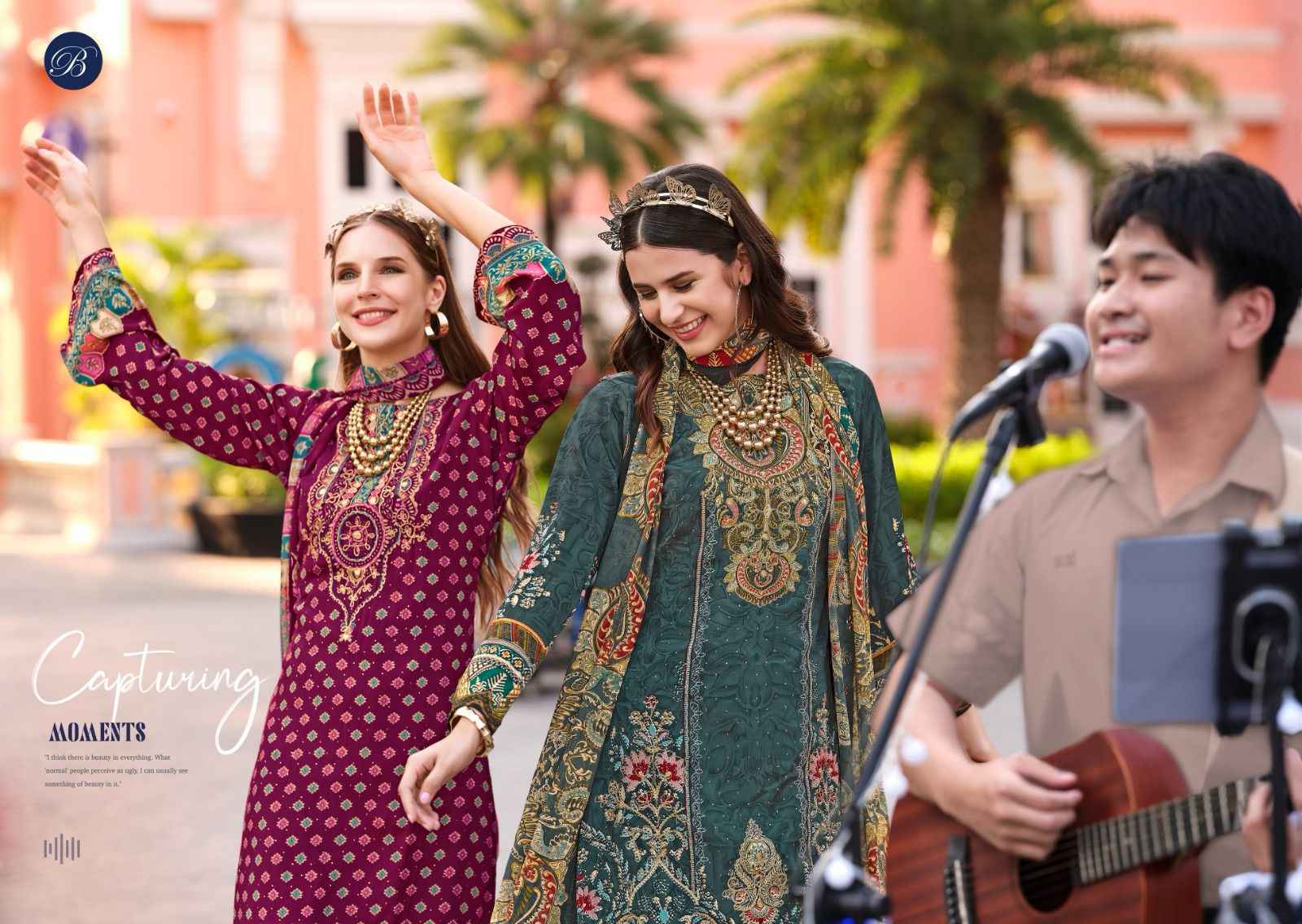 Belliza Marhaba Crepe Dress Material (8 pcs Catalogue)