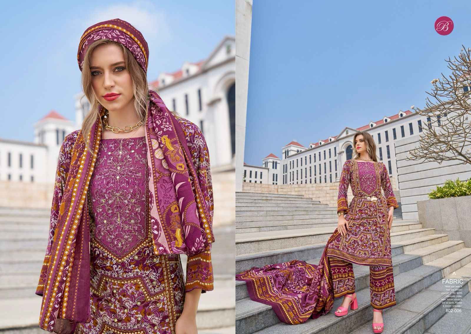 Belliza Shaheen Vol 4 Viscouse Reyon Dress Material 8 pcs Catalogue