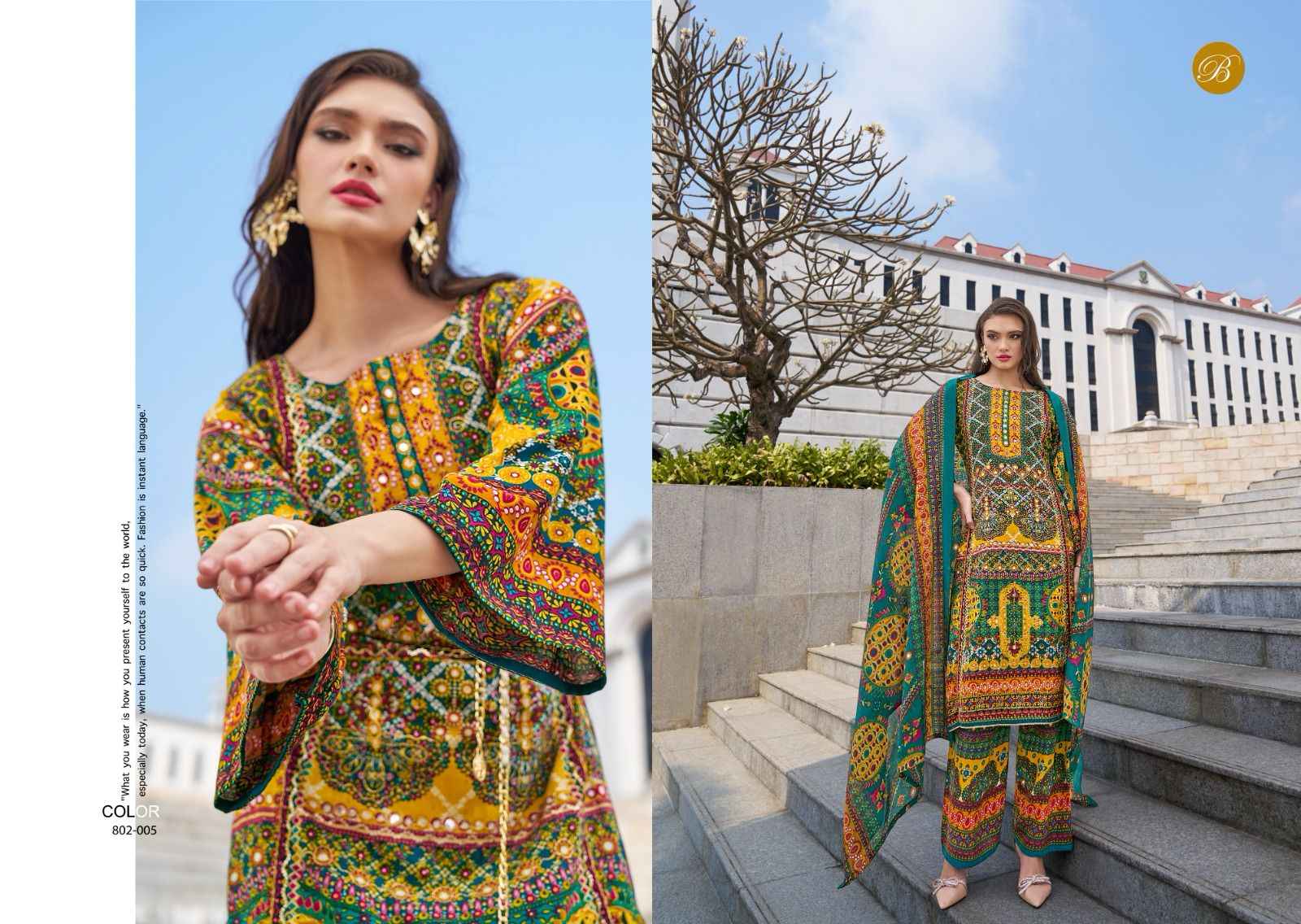 Belliza Shaheen Vol 4 Viscouse Reyon Dress Material 8 pcs Catalogue