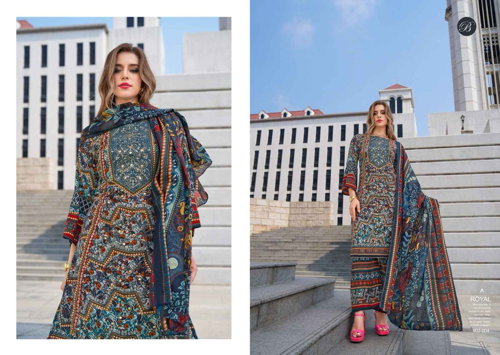 Belliza Shaheen Vol 4 Viscouse Reyon Dress Material 8 pcs Catalogue