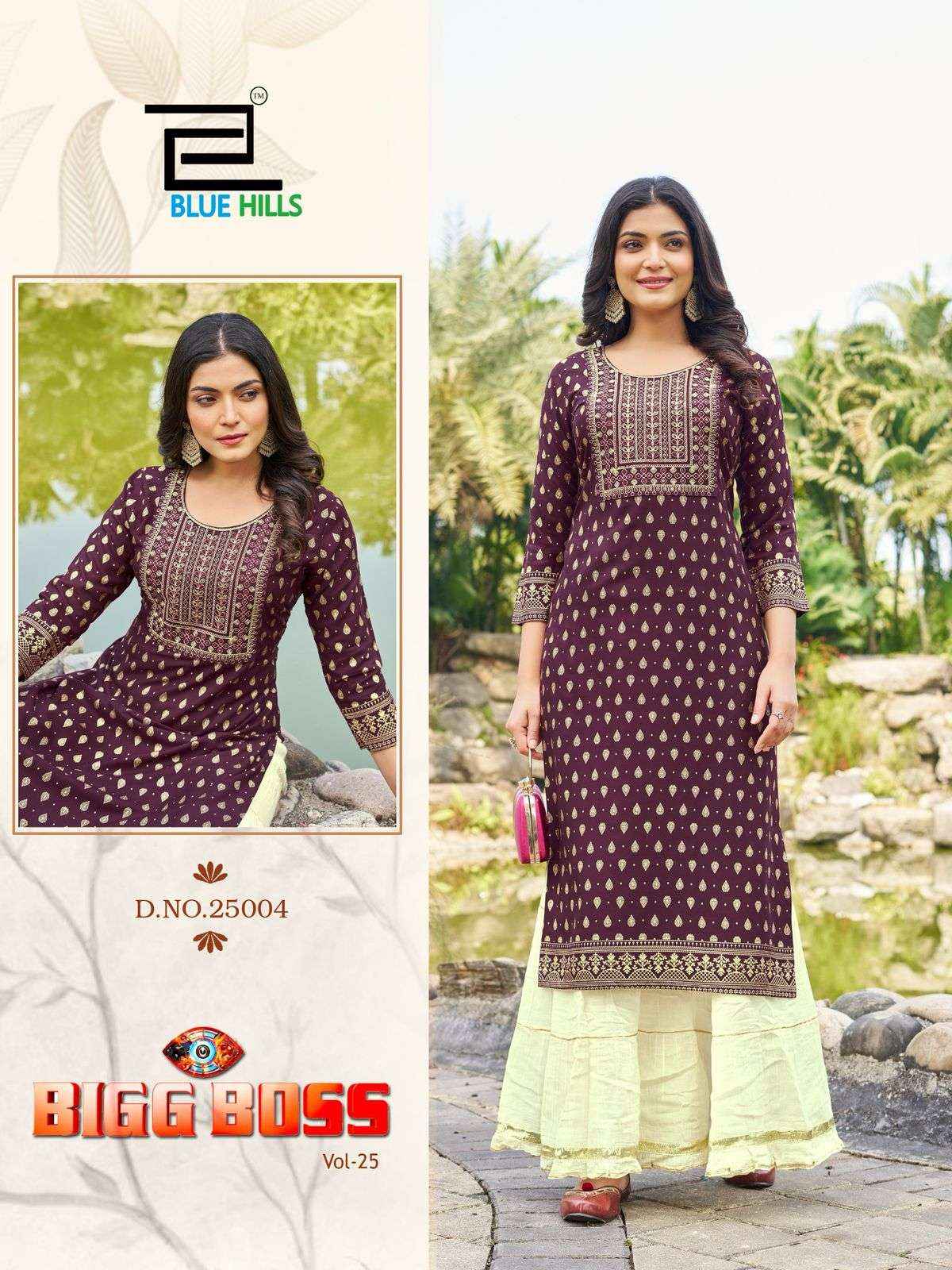 Blue Hills Bigg Boss Vol 25 Rayon Kurti 8 pcs Catalogue