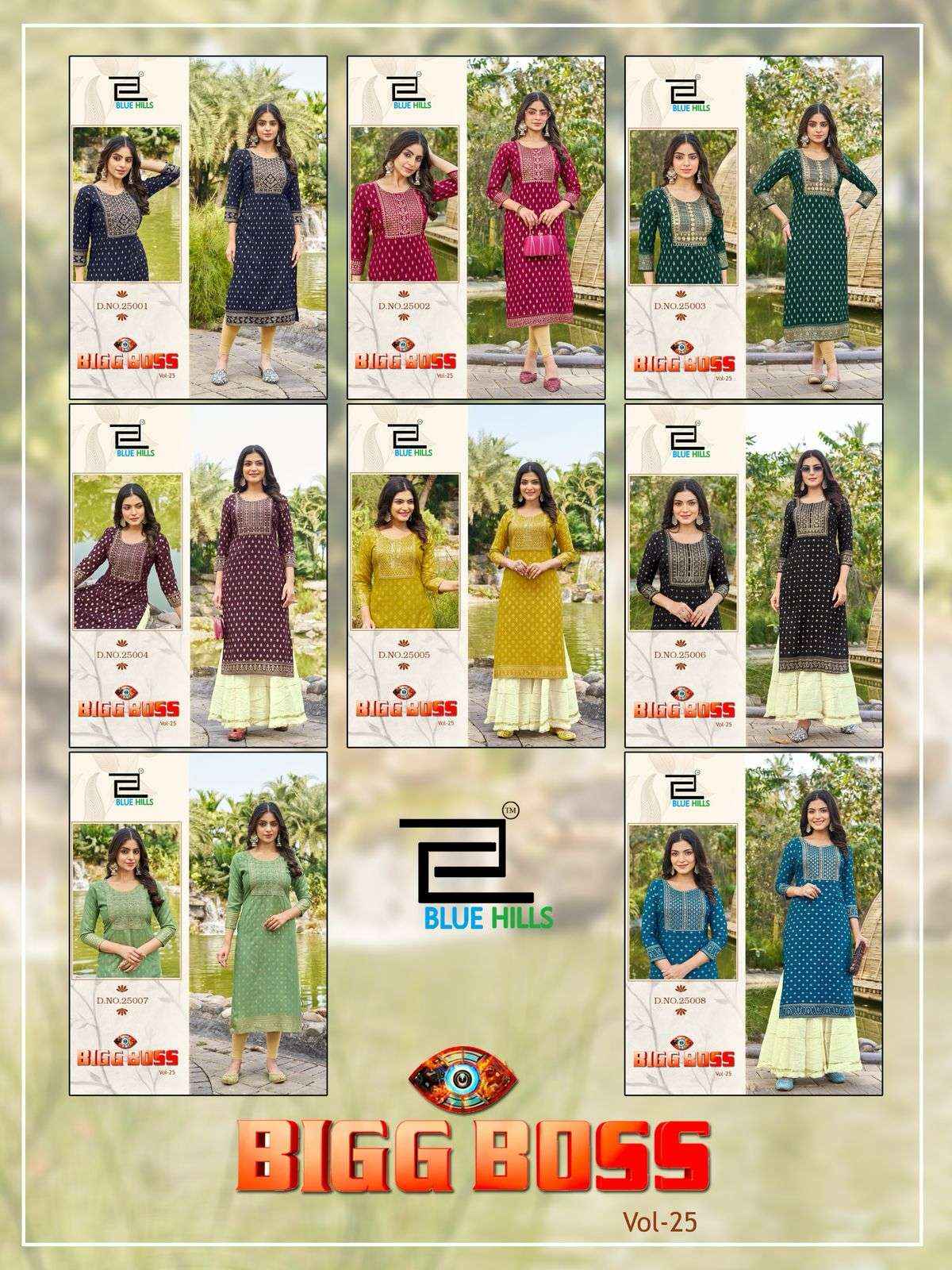 Blue Hills Bigg Boss Vol 25 Rayon Kurti 8 pcs Catalogue