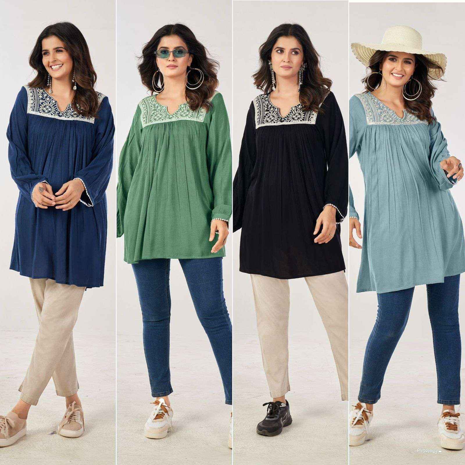 Blue Hills Tunic Nx Rayon Weastern Top (4 pcs Catalogue)