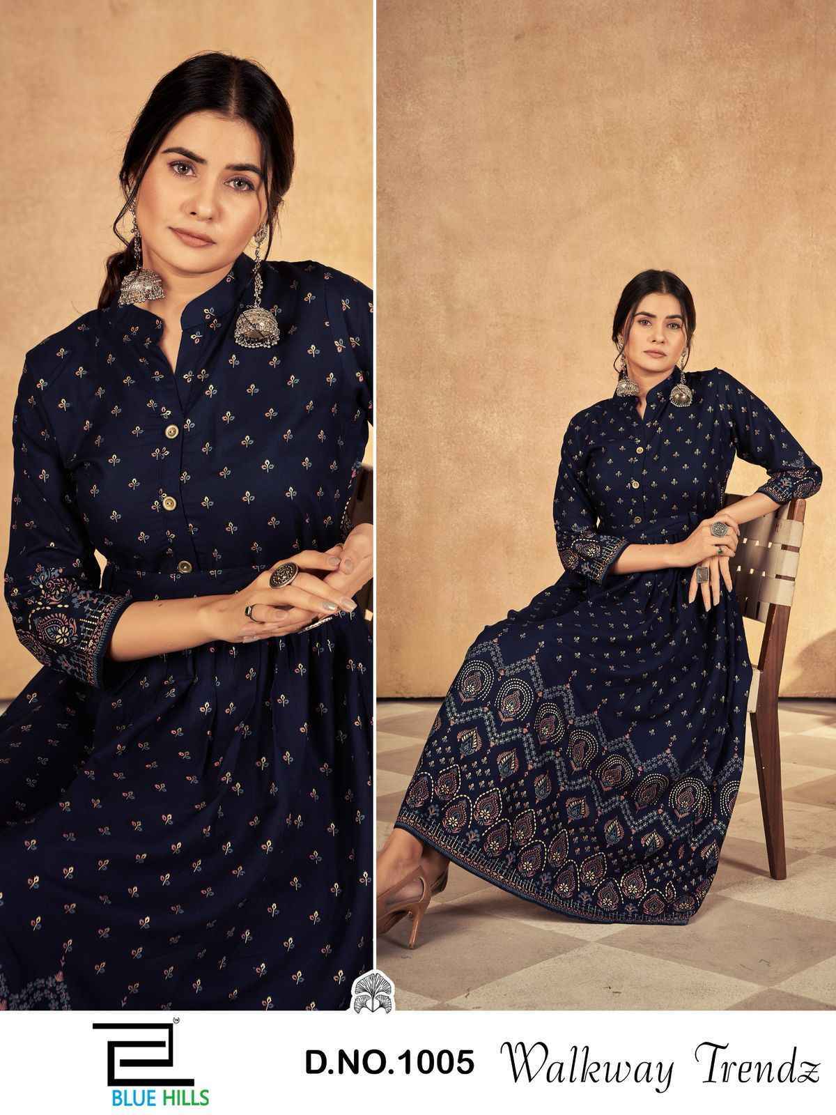 Blue Hills Walkway Trendz Rayon Kurti (8 pcs Catalogue)