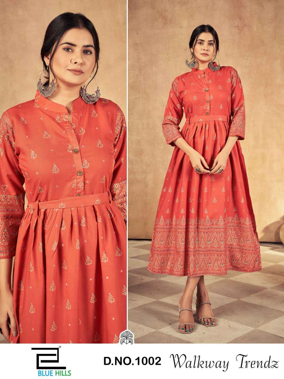 Blue Hills Walkway Trendz Rayon Kurti (8 pcs Catalogue)