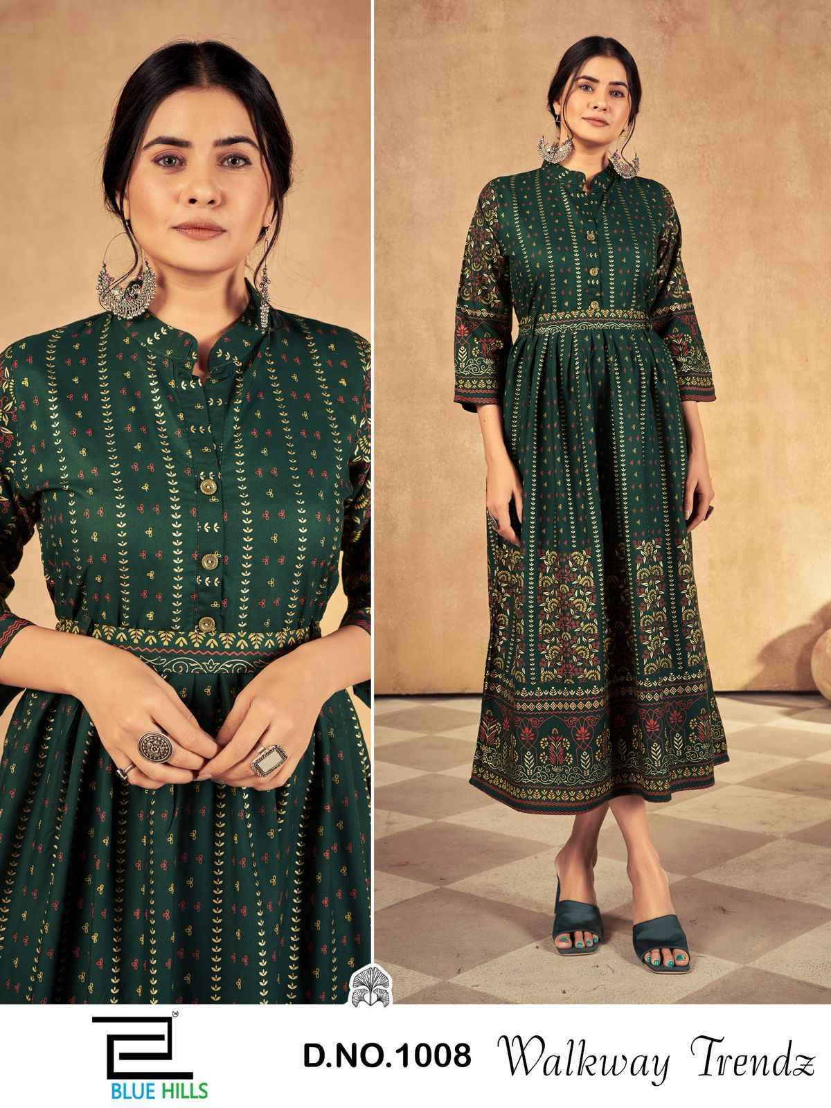 Blue Hills Walkway Trendz Rayon Kurti (8 pcs Catalogue)