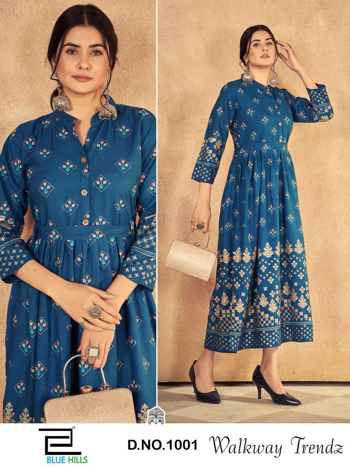 Blue Hills Walkway Trendz Rayon Kurti (8 pcs Catalogue)