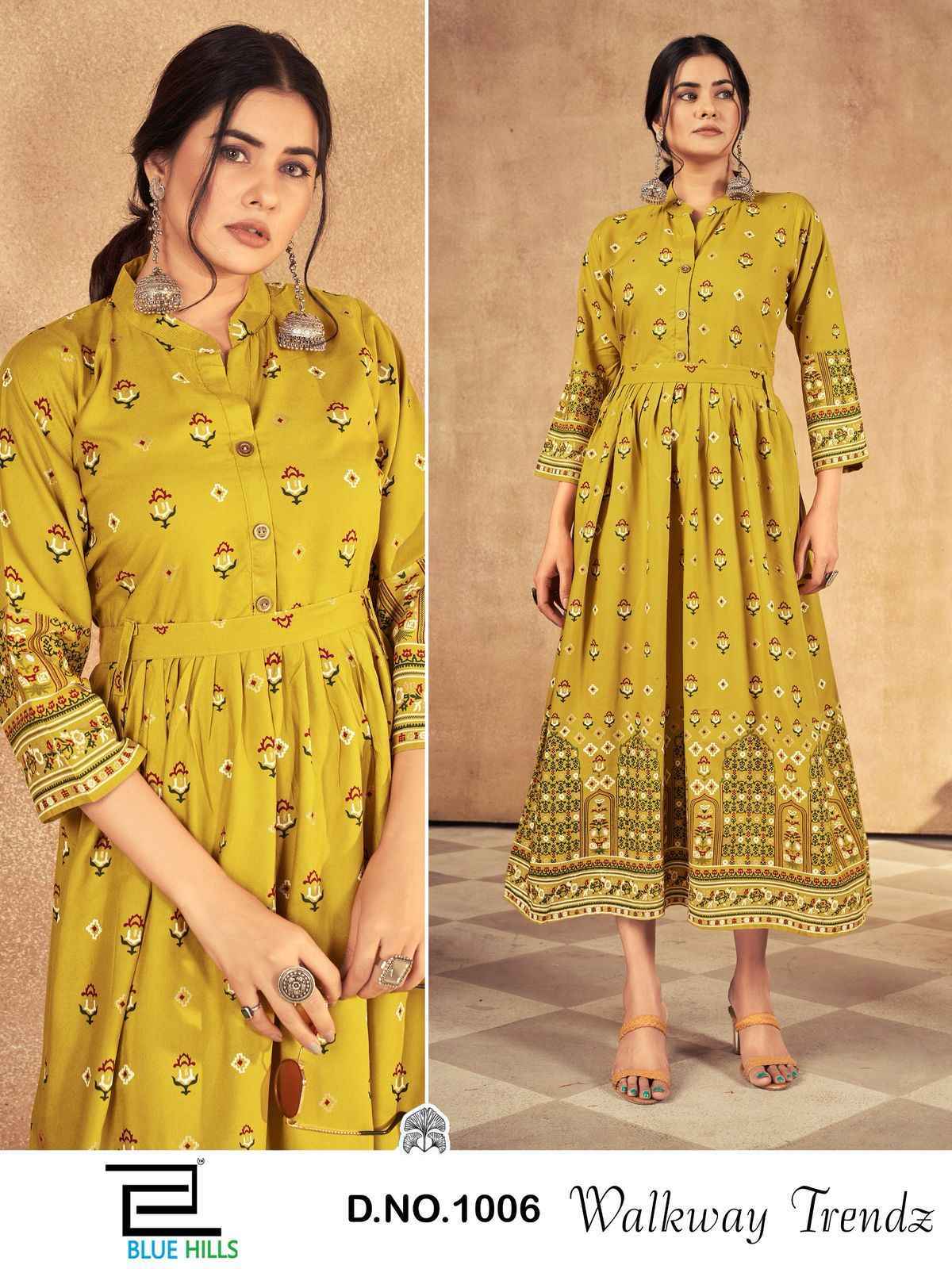 Blue Hills Walkway Trendz Rayon Kurti (8 pcs Catalogue)
