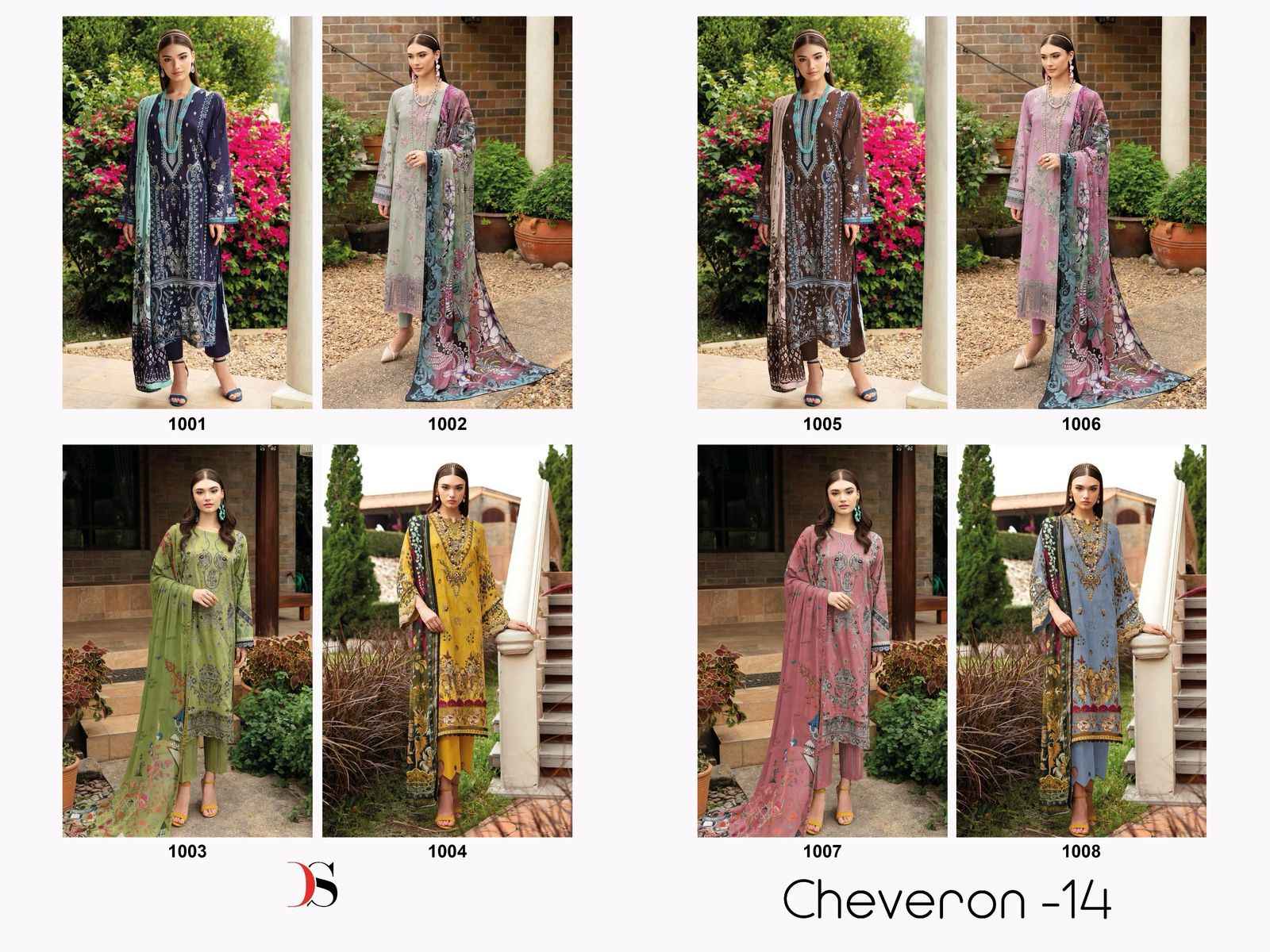 Deepsy Cheveron Vol 14 Cotton Dress Material 8 pcs Catalogue
