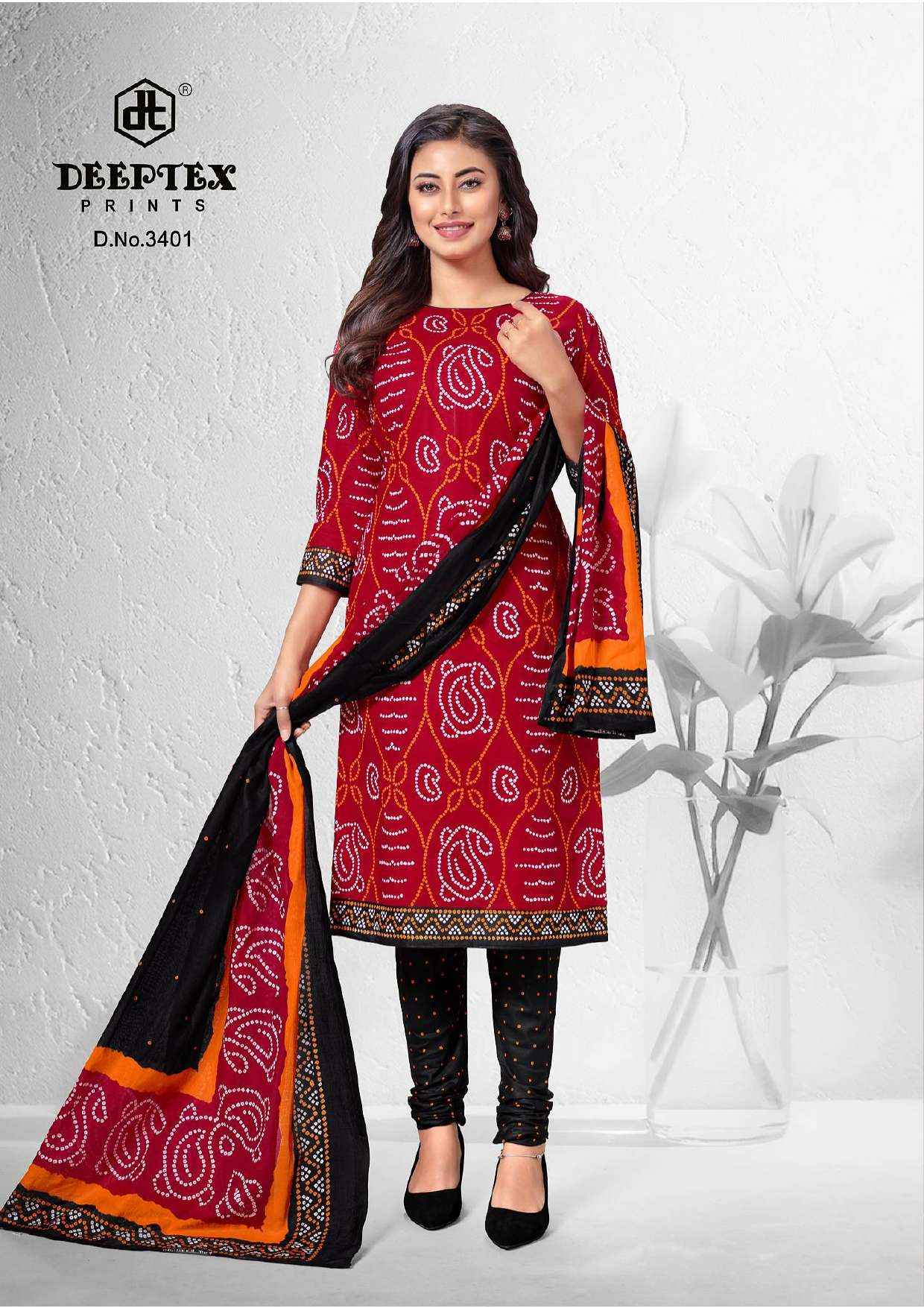 Deeptex Classic Chunaris Vol 34 Bandhni Cotton Dress Material 10 pcs Catalogue