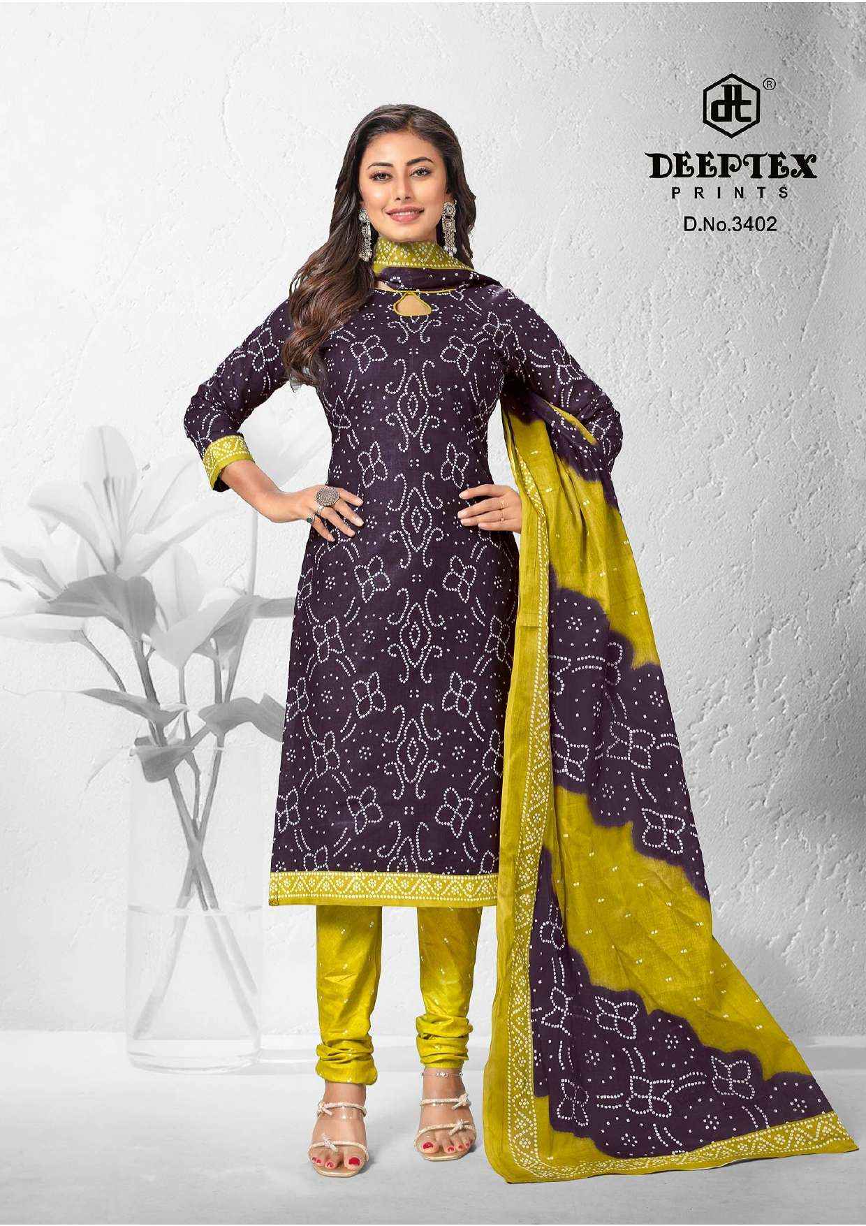 Deeptex Classic Chunaris Vol 34 Bandhni Cotton Dress Material 10 pcs Catalogue