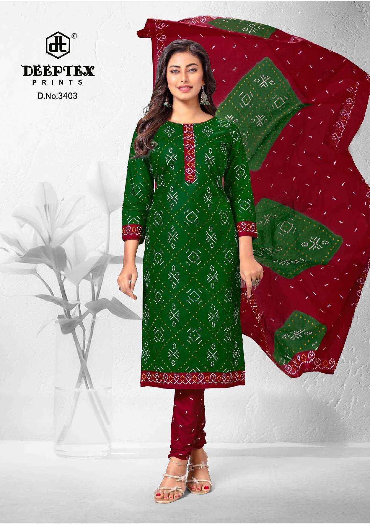 Deeptex Classic Chunaris Vol 34 Bandhni Cotton Dress Material 10 pcs Catalogue