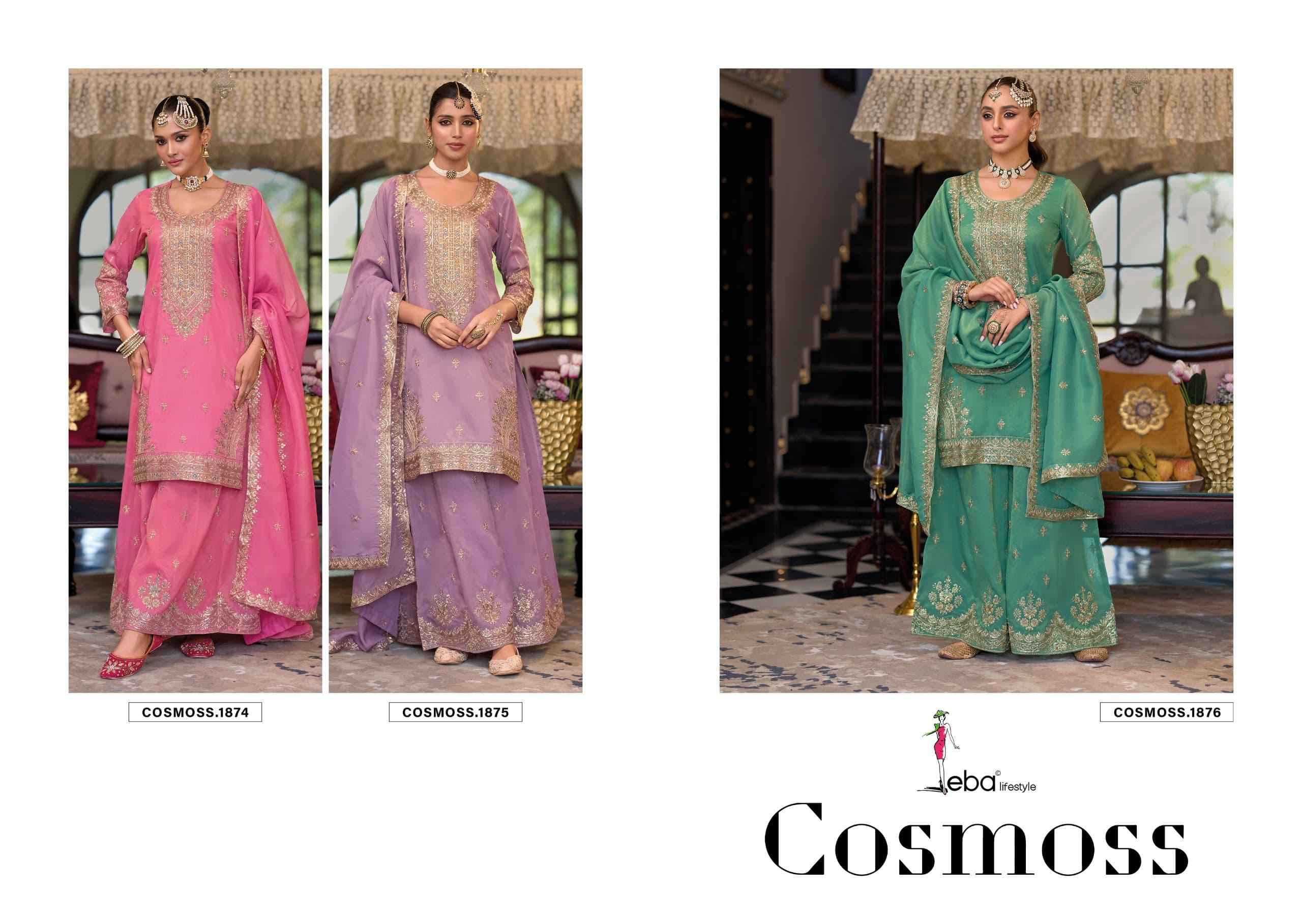 Eba Lifestyle Cosmoss Readymade Simar Dress 3 pcs Catalogue
