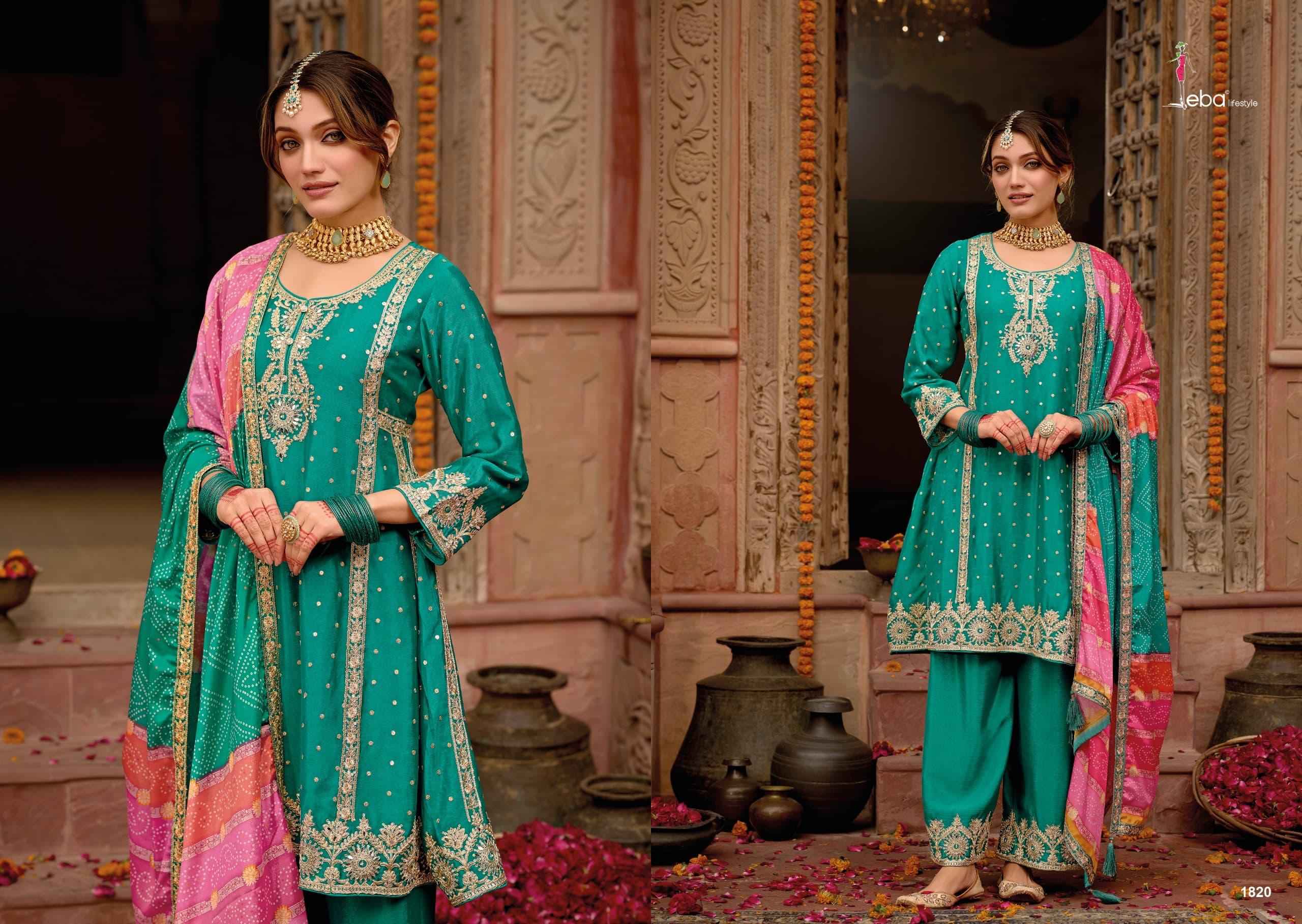 Eba Lifestyle Gajari Readymade Chinon Dress 3 pcs Catalogue