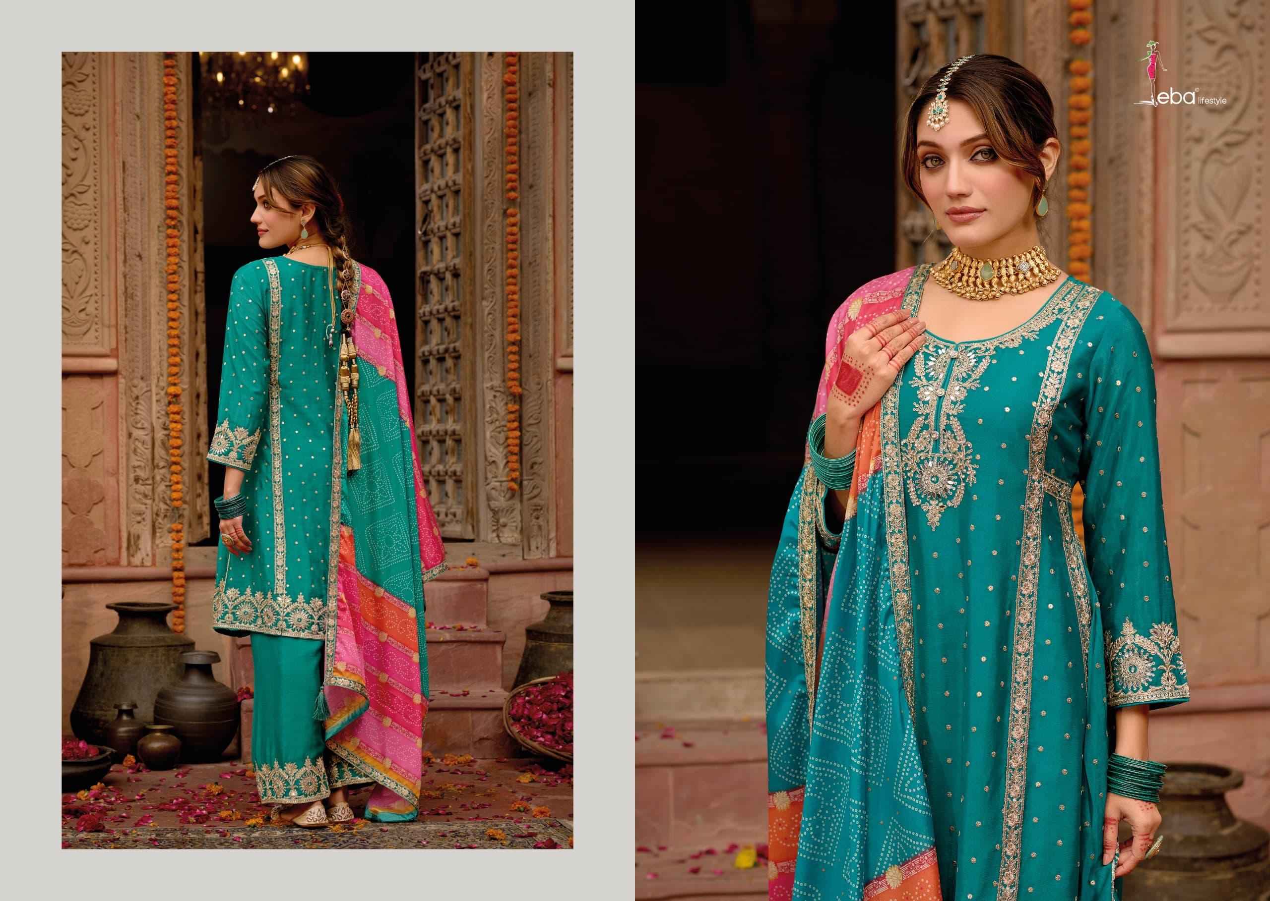 Eba Lifestyle Gajari Readymade Chinon Dress 3 pcs Catalogue