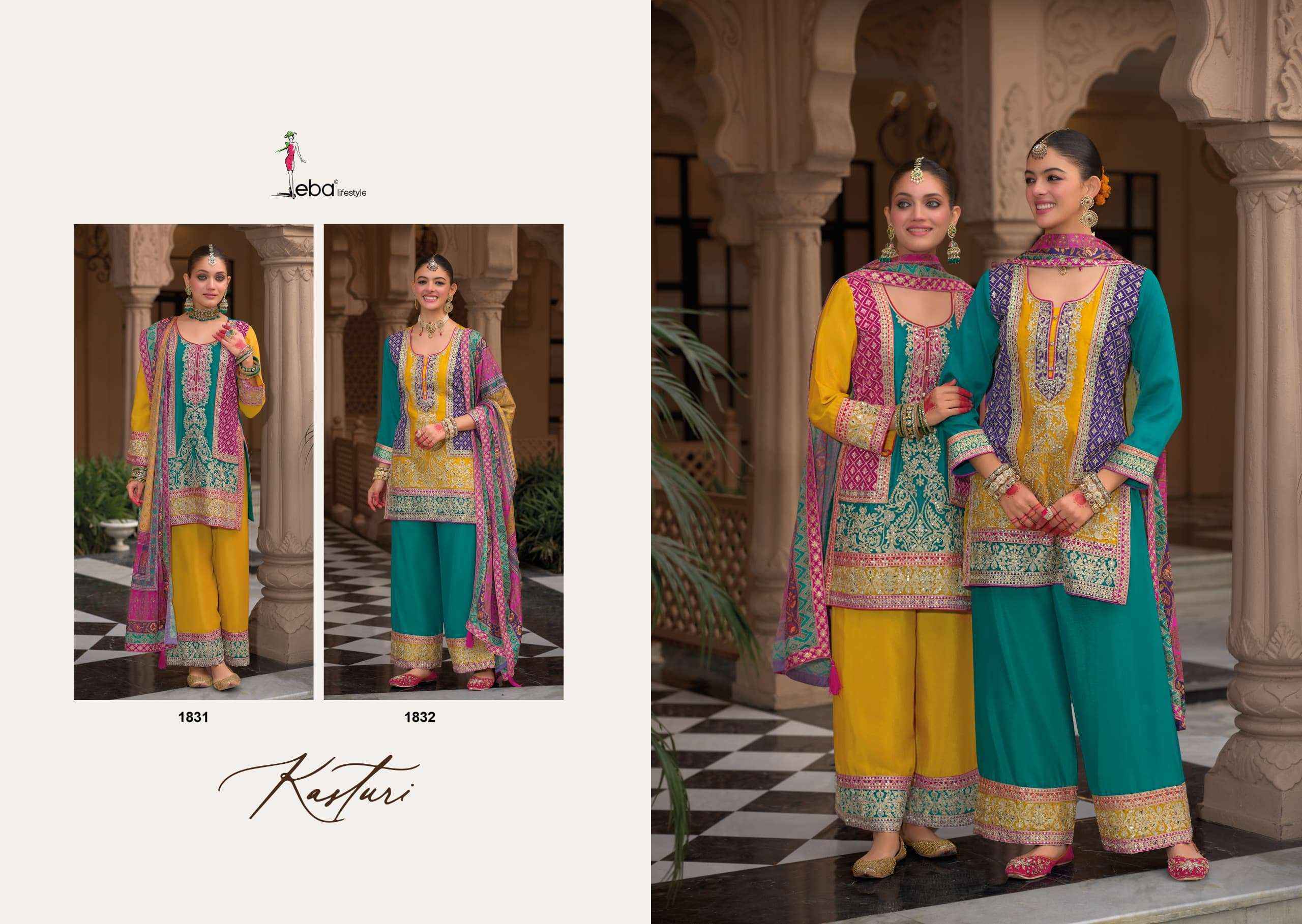Eba Lifestyle Kasturi Readymade Chinon Dress (2 pcs Catalogue)