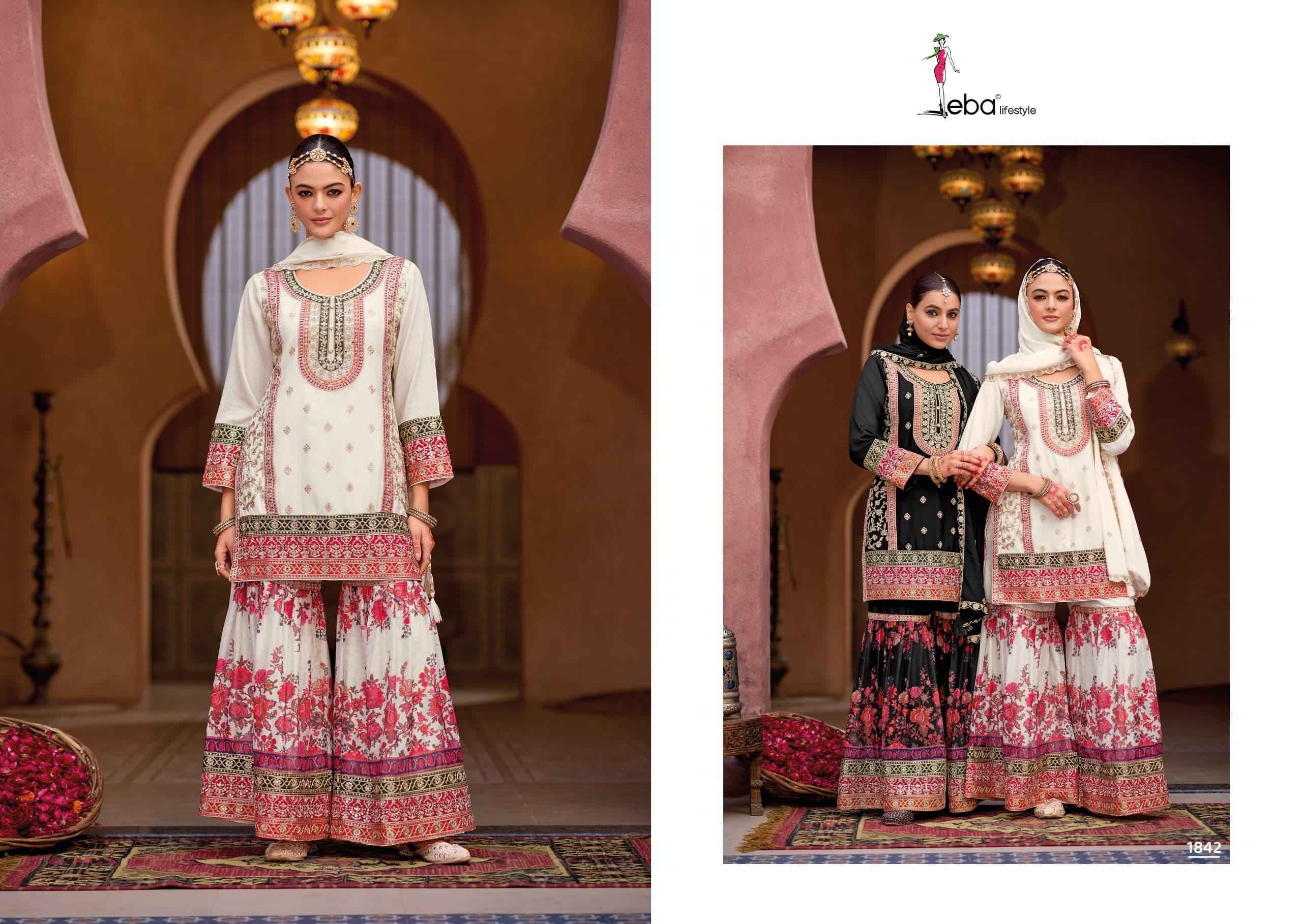 Eba Lifestyle Rang Black & White Readymade Chinon Dress (2 pcs Catalogue)