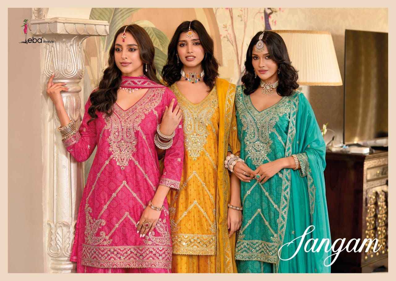 Eba Lifestyle Sangam Chinon Readymade Dress (3 pcs Catalogue)