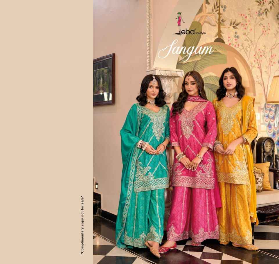 Eba Lifestyle Sangam Chinon Readymade Dress (3 pcs Catalogue)