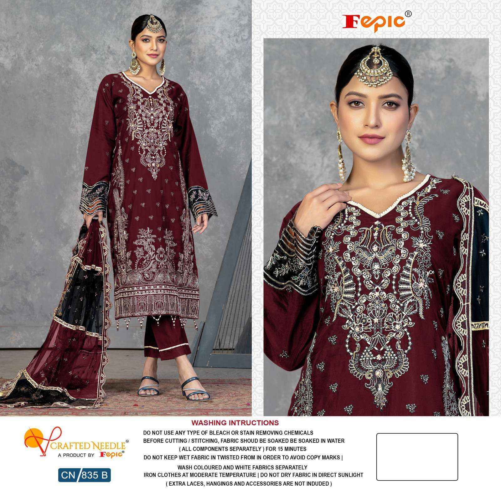 Fepic Crafted Needle Cn-835 Readymade Organza Dress (3 pcs Catalogue)