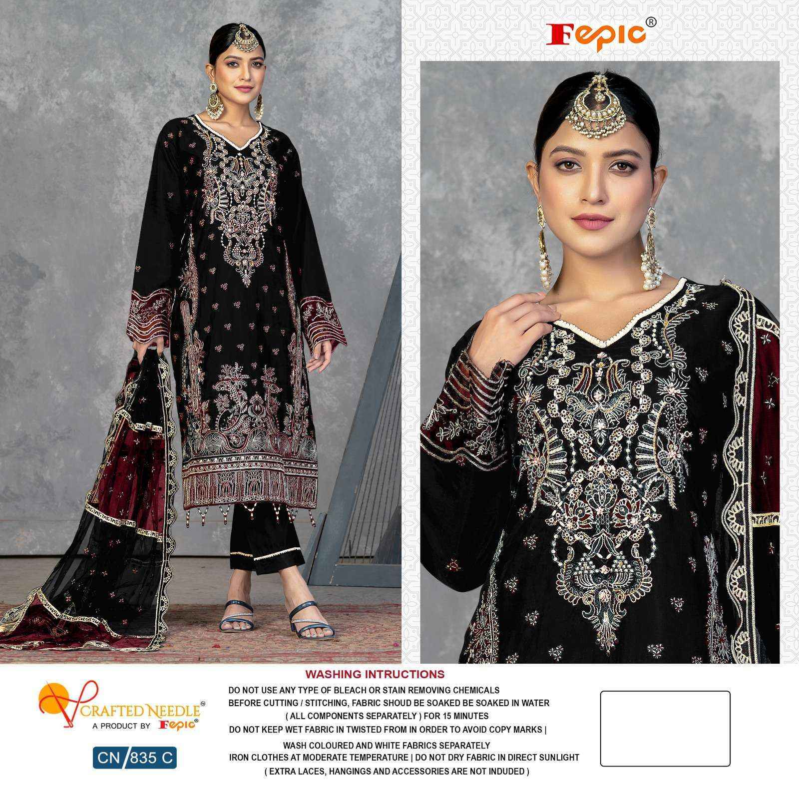Fepic Crafted Needle Cn-835 Readymade Organza Dress (3 pcs Catalogue)