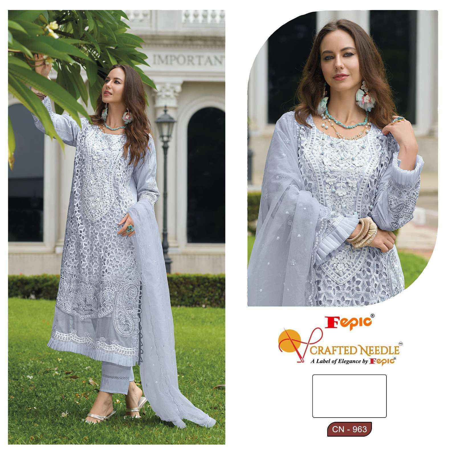 Fepic Crafted Needle Cn-963 Readymade Organza Dress (3 pcs Catalogue)