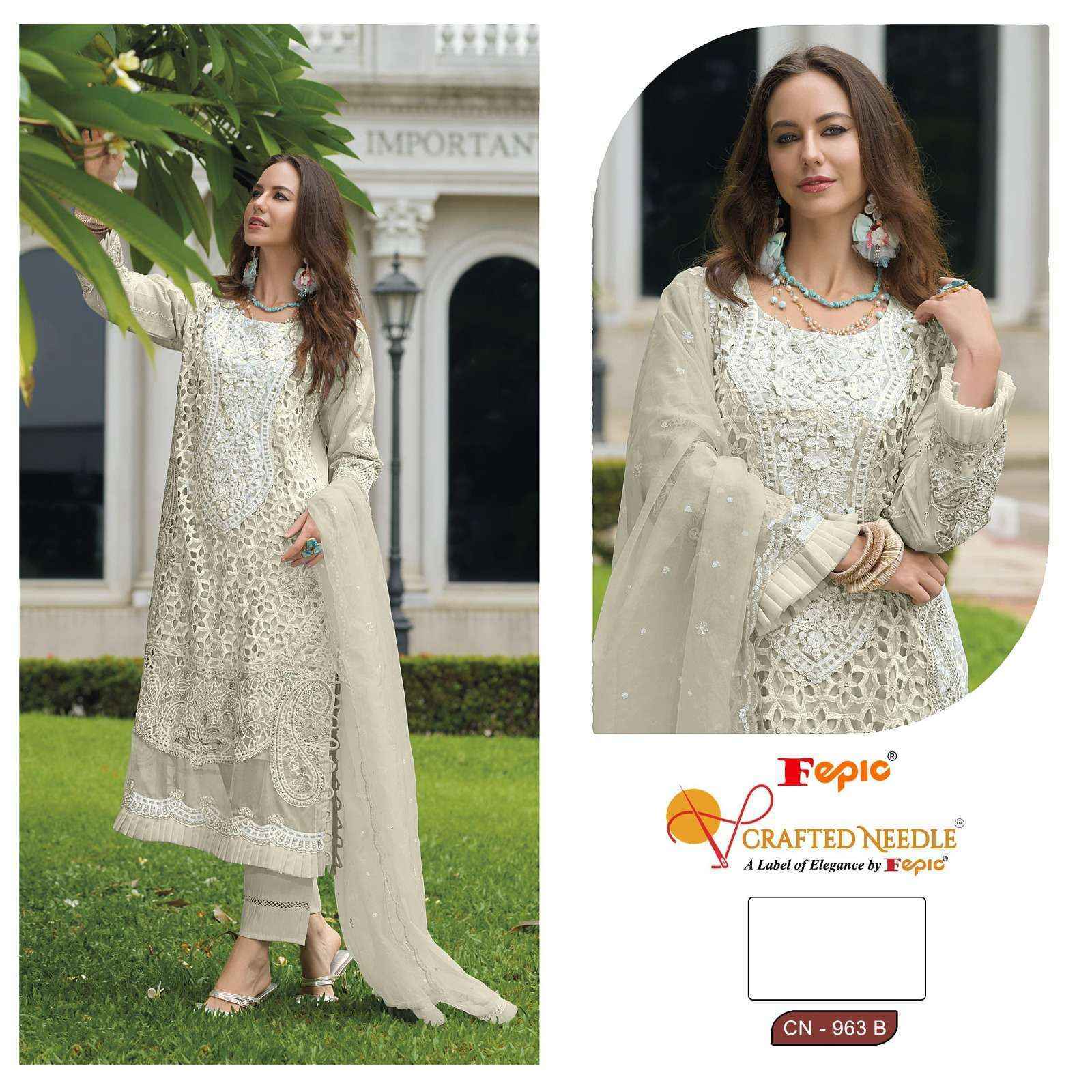 Fepic Crafted Needle Cn-963 Readymade Organza Dress (3 pcs Catalogue)