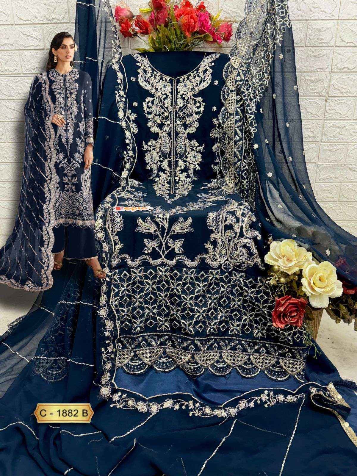Fepic Rosemeen C-1882 Georgette Dress Material (3 pcs Catalogue)