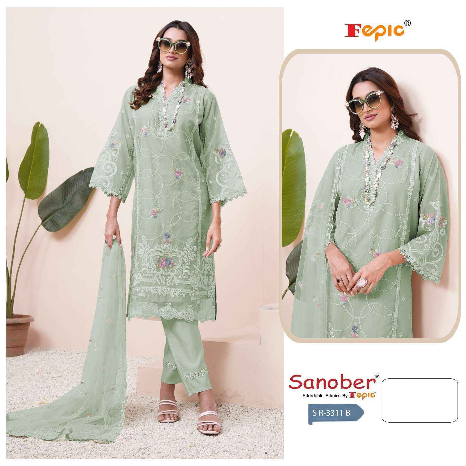 Fepic Sanober Sr-3311 Organza Dress Material (3 pcs Catalogue)