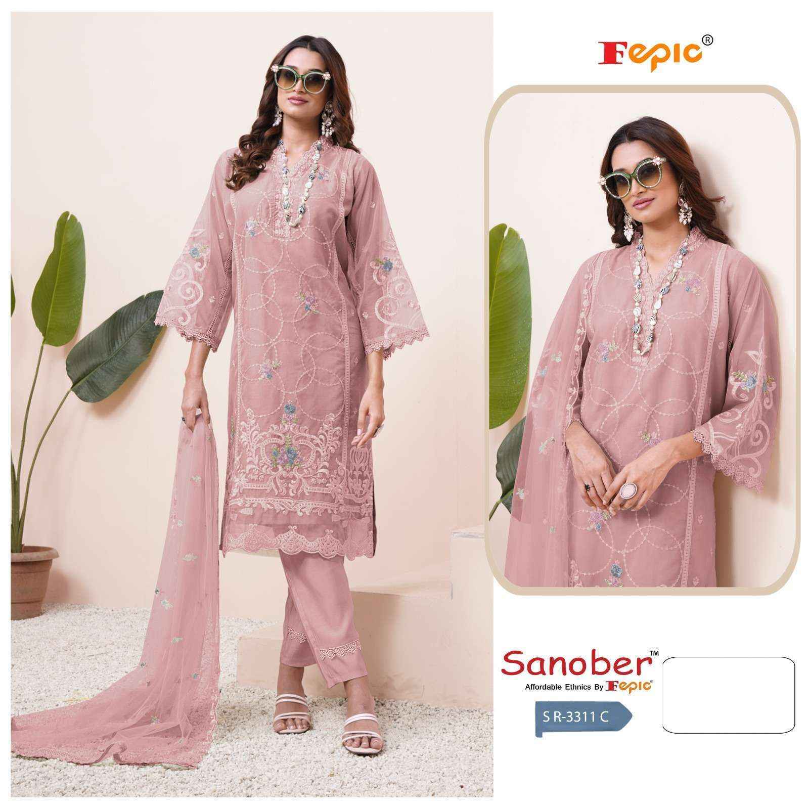 Fepic Sanober Sr-3311 Organza Dress Material (3 pcs Catalogue)