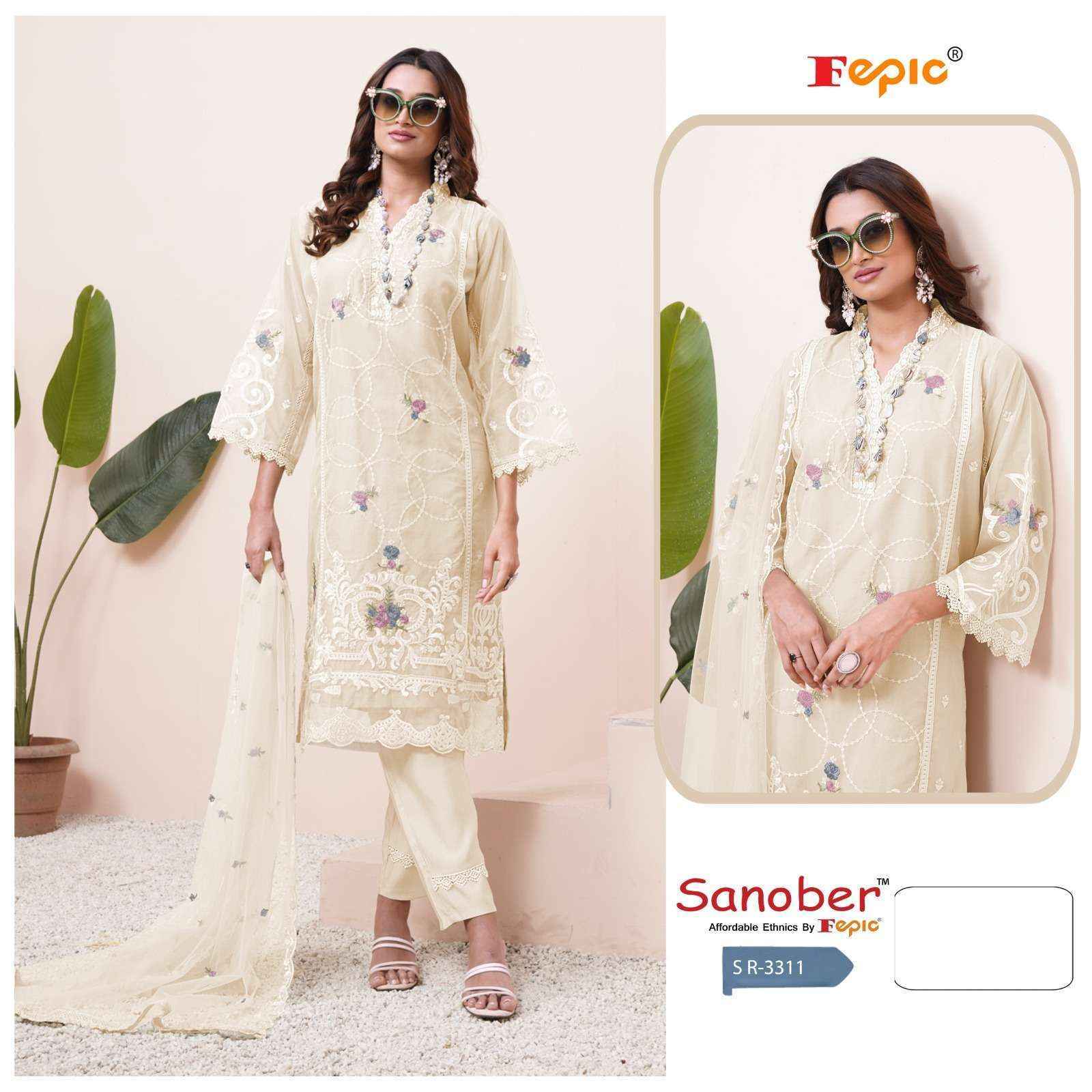 Fepic Sanober Sr-3311 Organza Dress Material (3 pcs Catalogue)