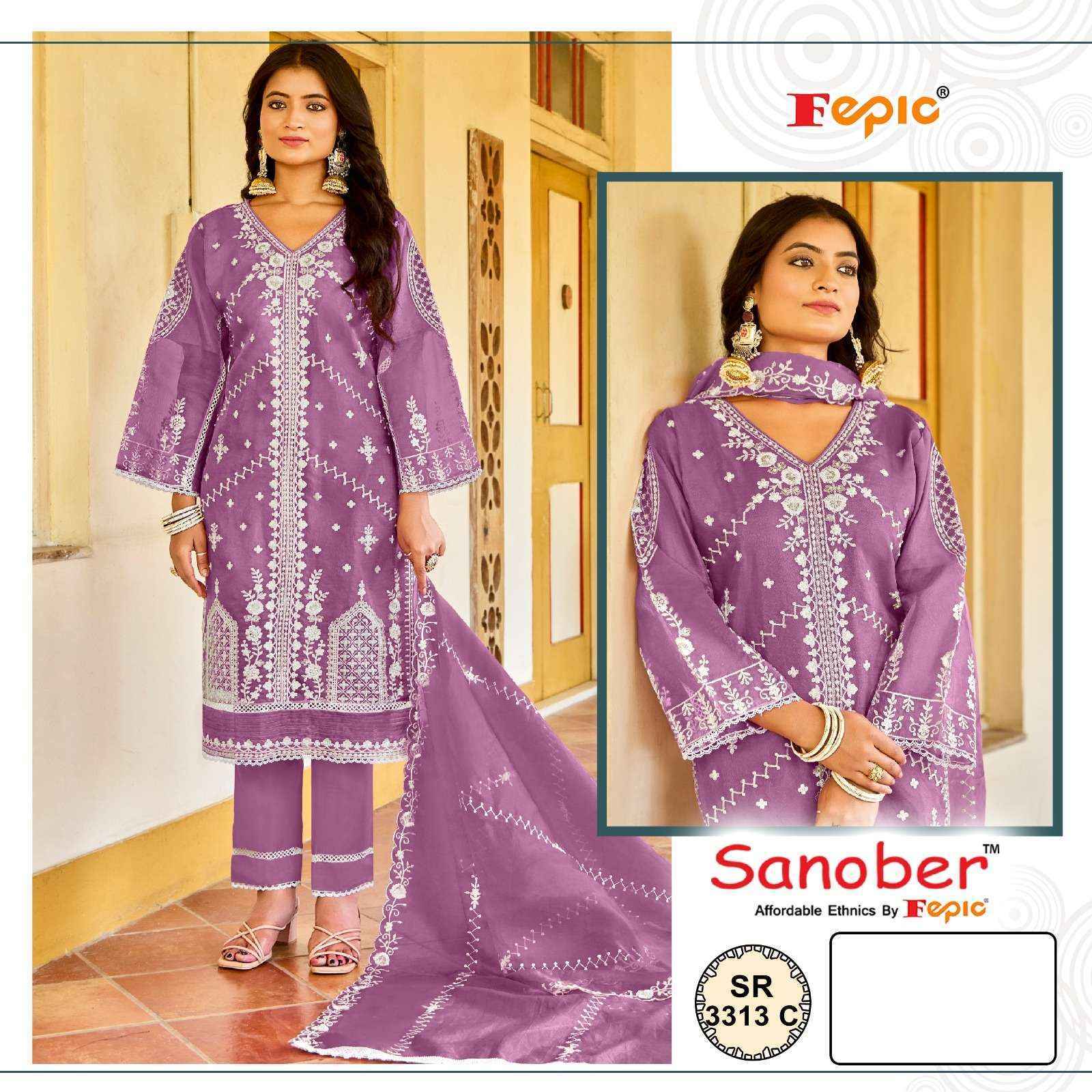 Fepic Sanober Sr 3313 Organza Dress Material (4 pcs Catalogue)