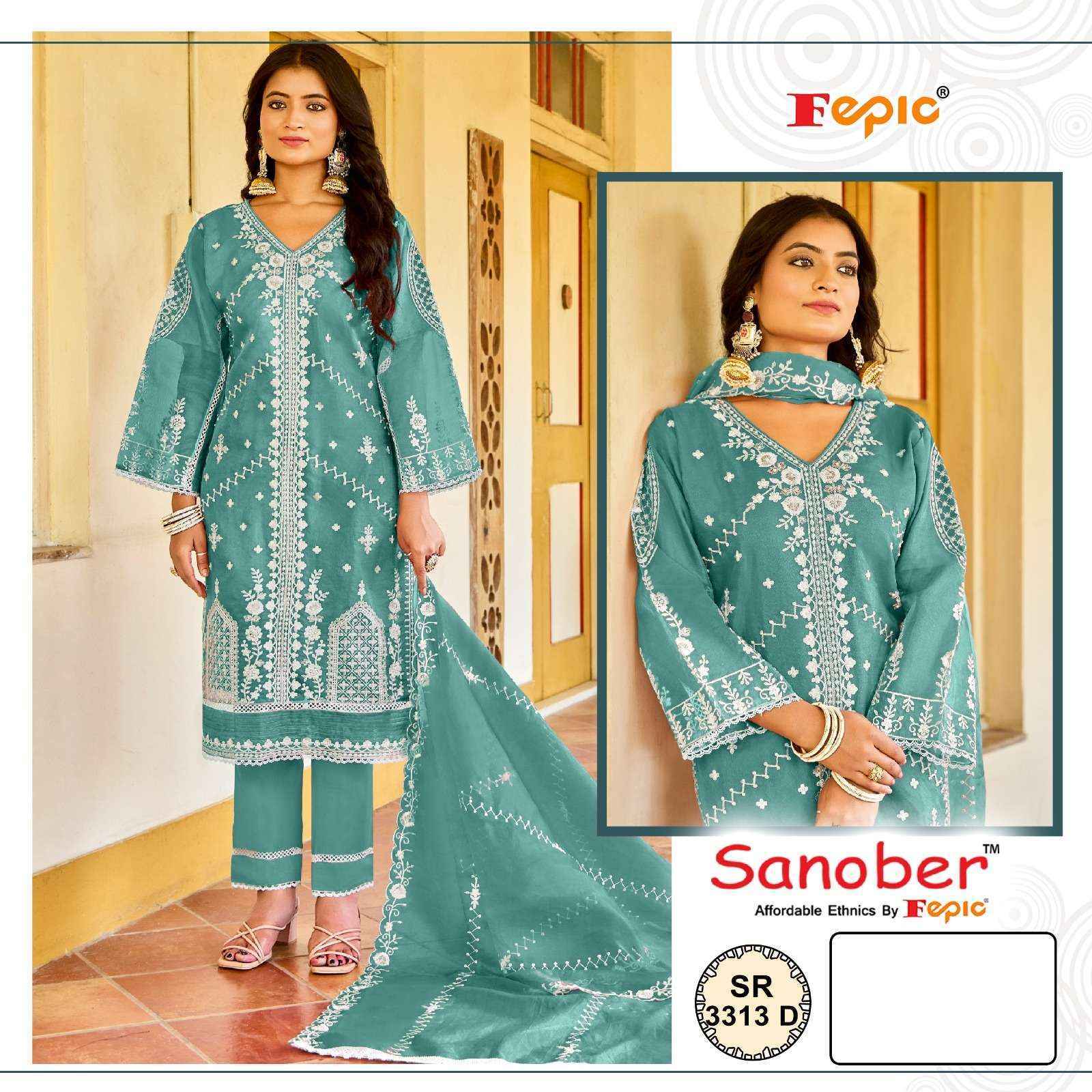 Fepic Sanober Sr 3313 Organza Dress Material (4 pcs Catalogue)